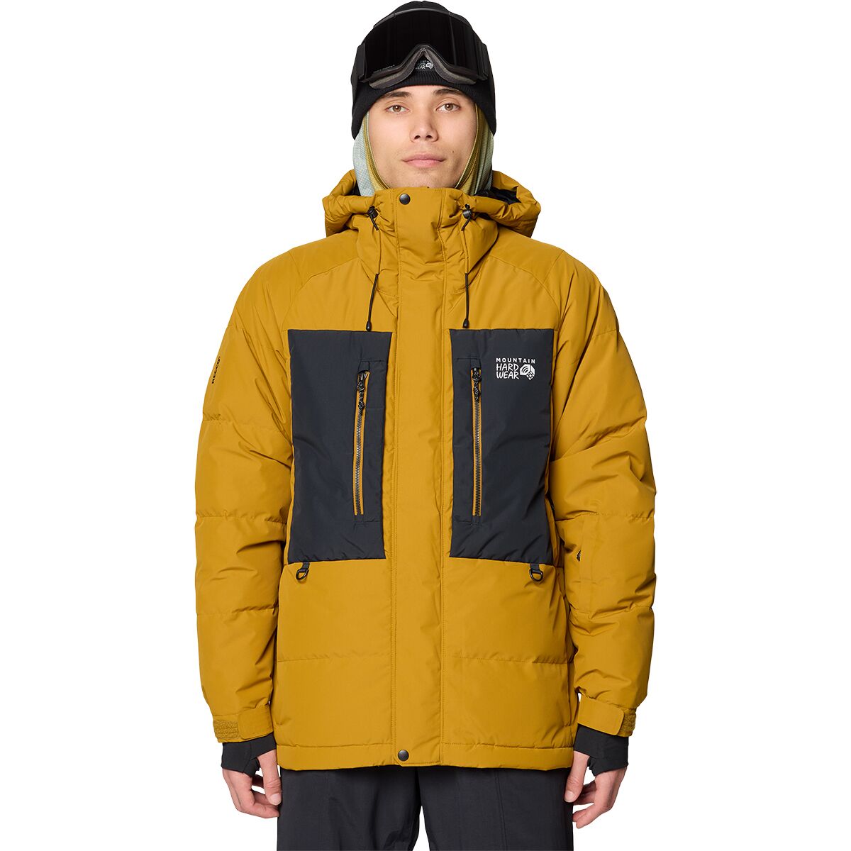 Mountain Hardwear Men's First Tracks Down Jacket in Olive Gold / Black - Size: Large