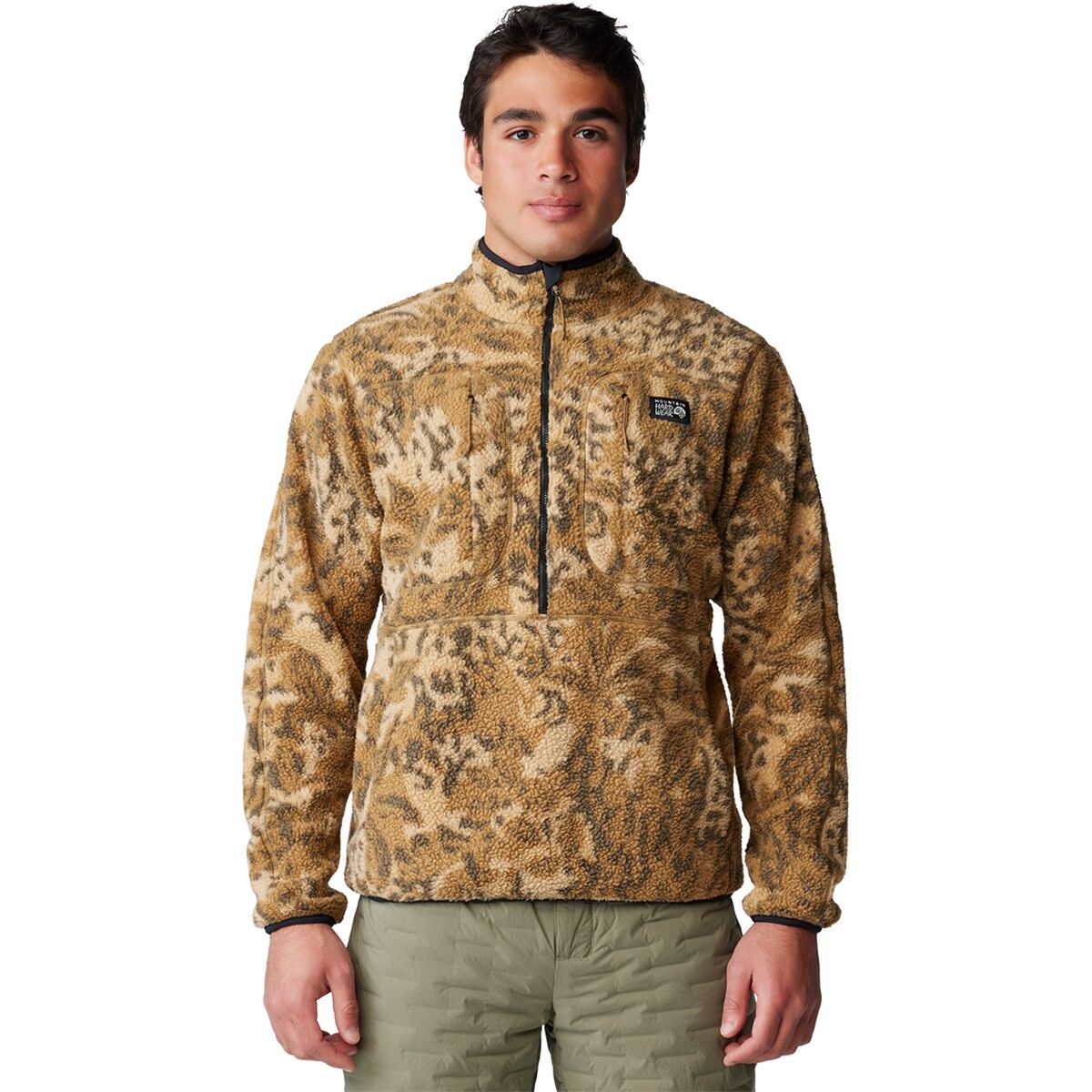 Mountain Hardwear Men's HiCamp Fleece Printed Pullover in Corozo Nut Forests Floor Print - Size: Large