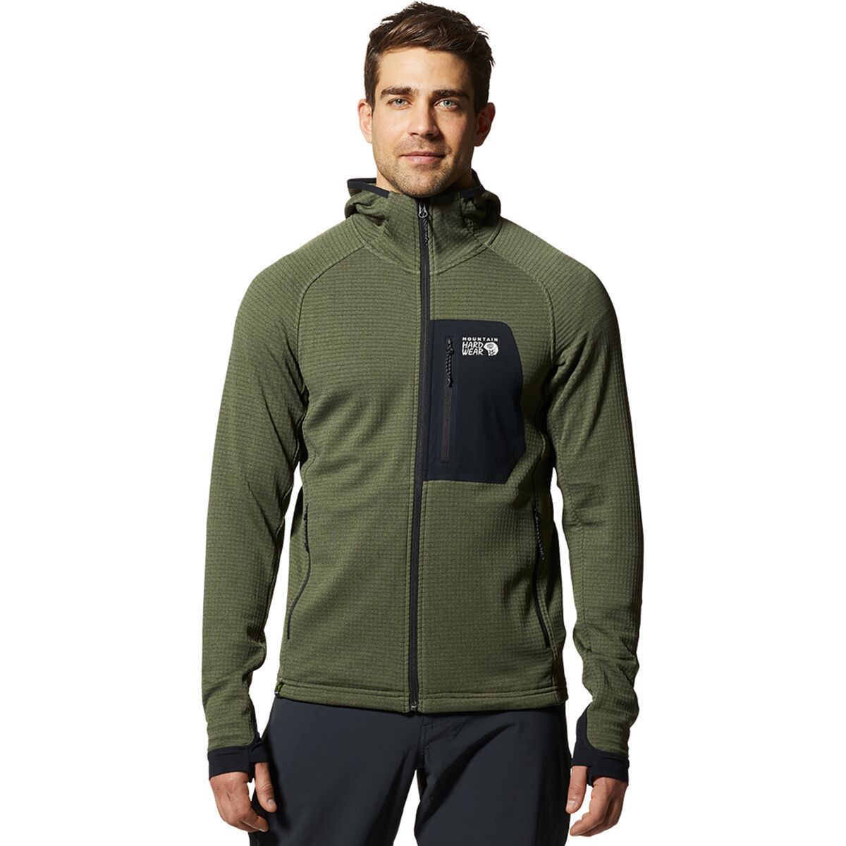 Mountain Hardwear Men's Polartec Power Grid Full-Zip Hoodie in Klein Blue Heather - Size: XL