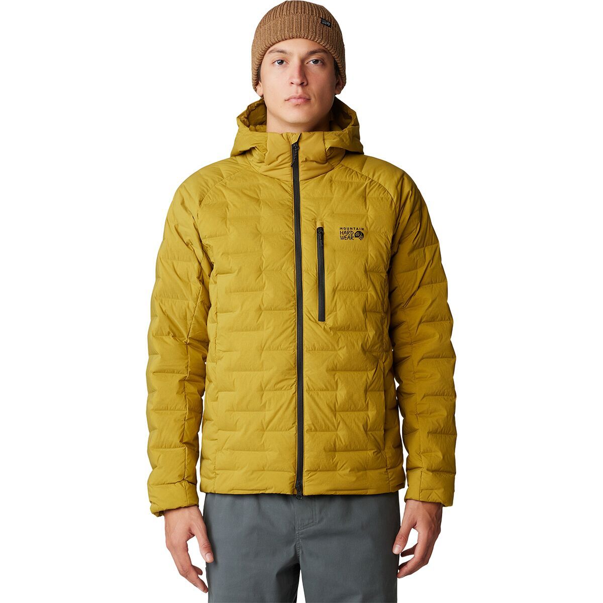 Mountain Hardwear Men's StretchDown Hooded Jacket in Dark Bolt - Size: XL