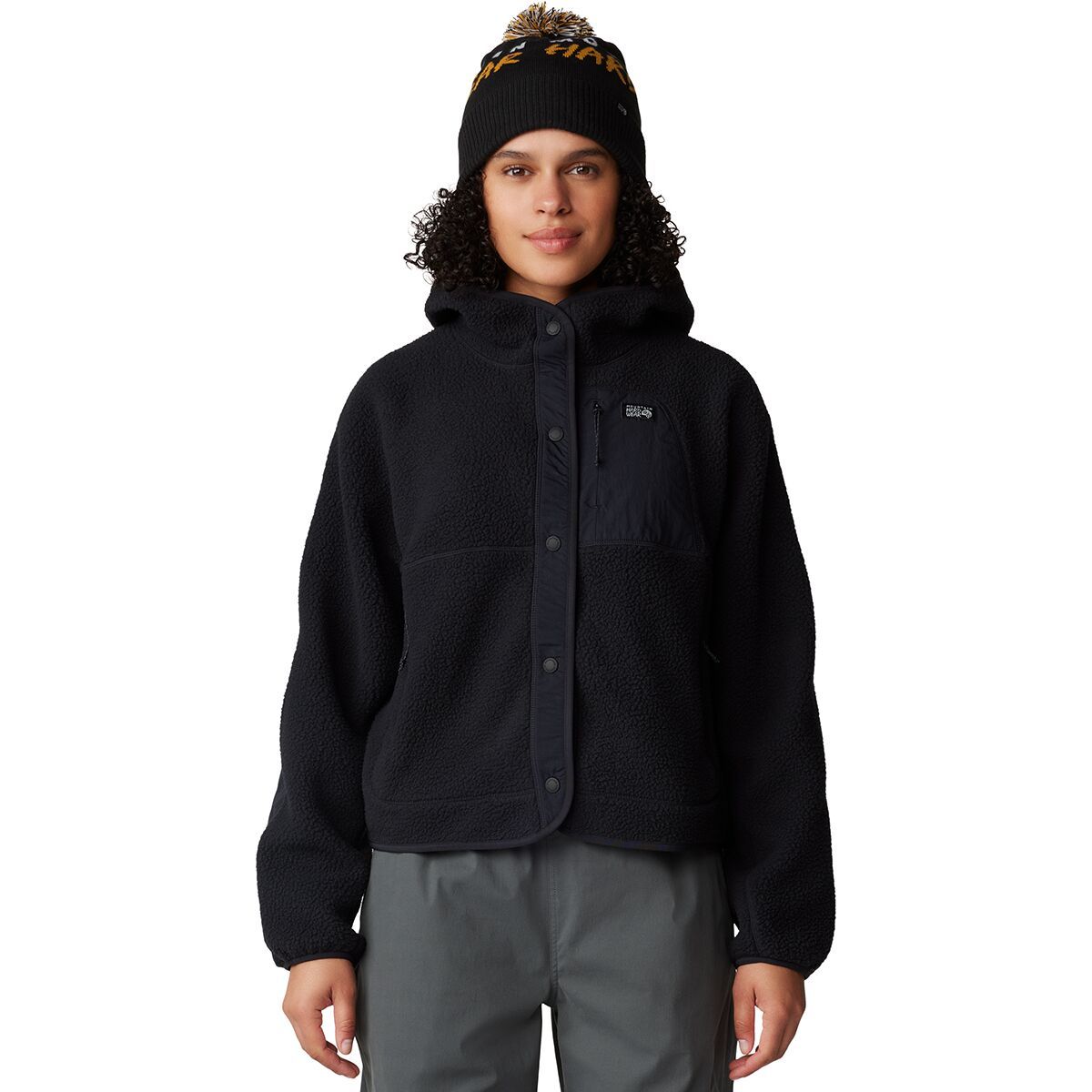Mountain Hardwear Women's HiCamp Fleece Snap Front Jacket in Black - Size: XL