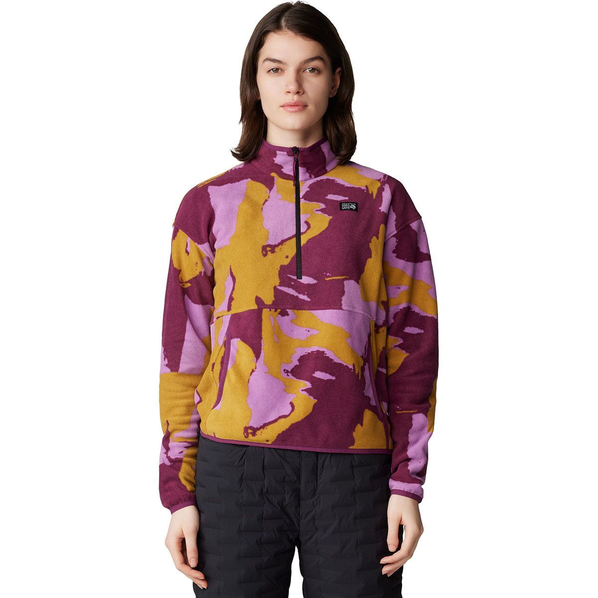 Mountain Hardwear Women's Microchill Pullover in Lilac Glow Snowdrifts Print - Size: Large