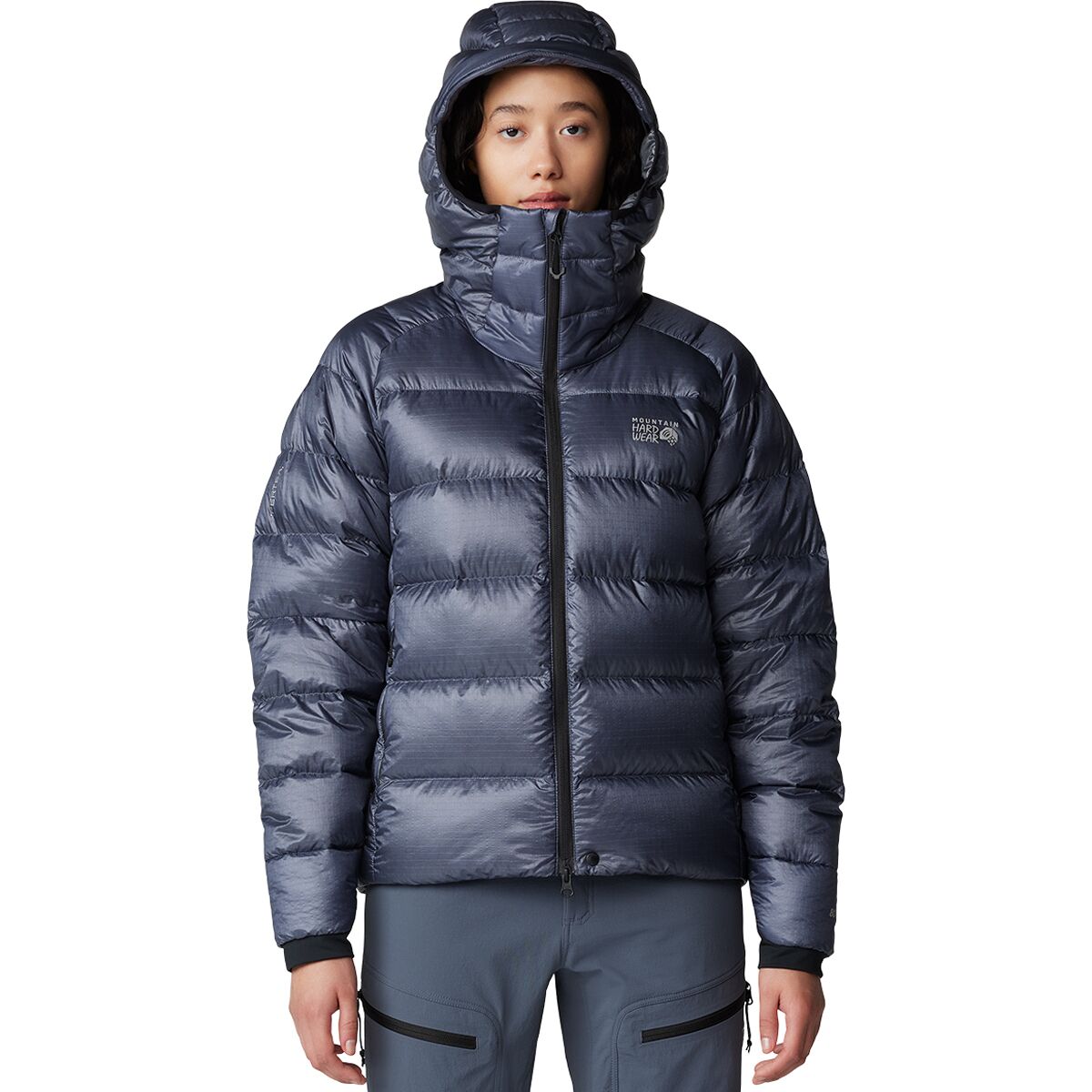 Mountain Hardwear Women's Phantom Alpine Down Hooded Jacket in Blue Slate - Size: Large
