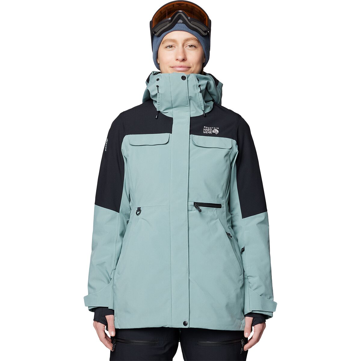 Mountain Hardwear Mountain Hardwear Women's Powder Maven Parka in Blue Sage / Black - Size: XS - $227.39 at Steep and Cheap