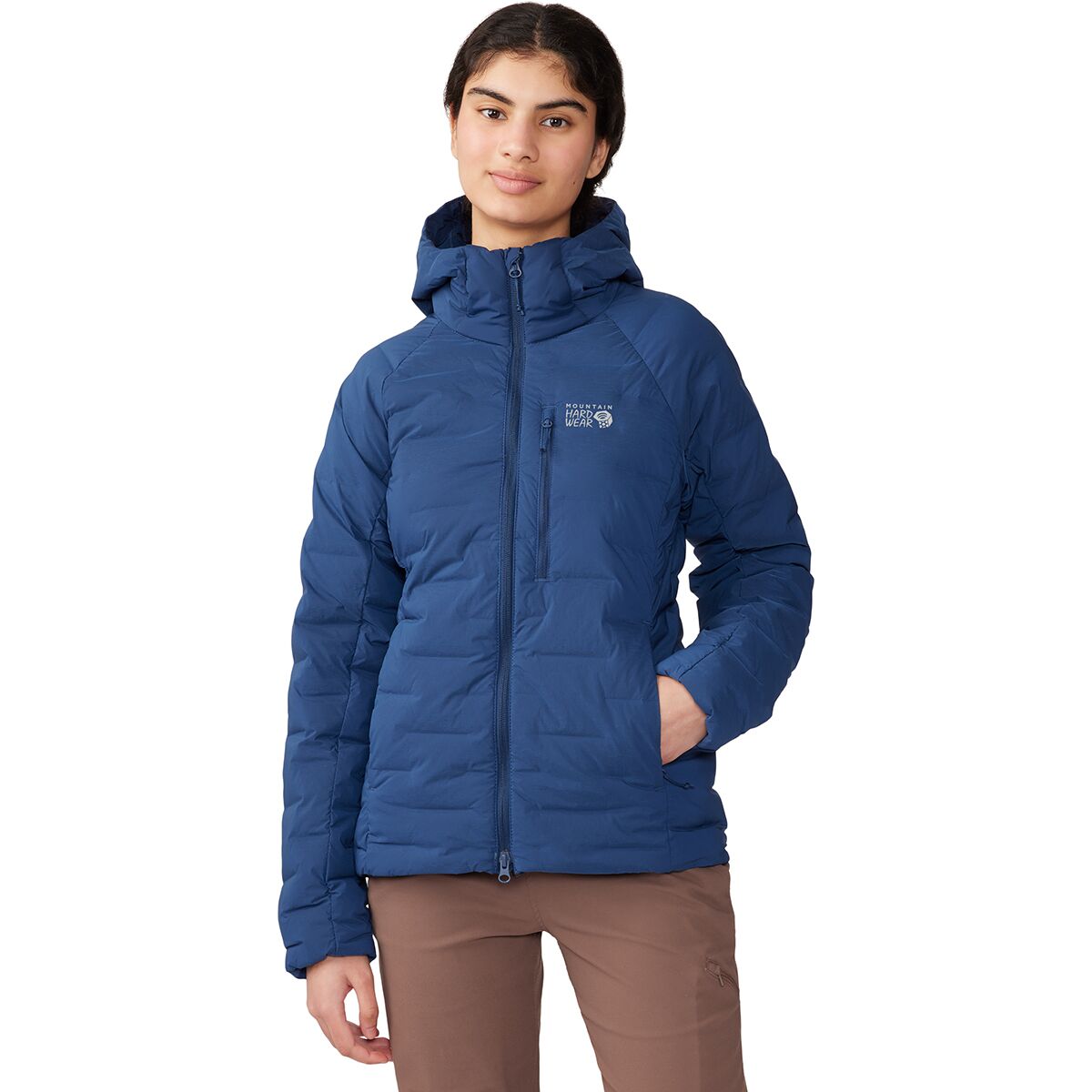 Mountain Hardwear Women's Stretchdown Hooded Jacket in Outer Dark - Size: XS