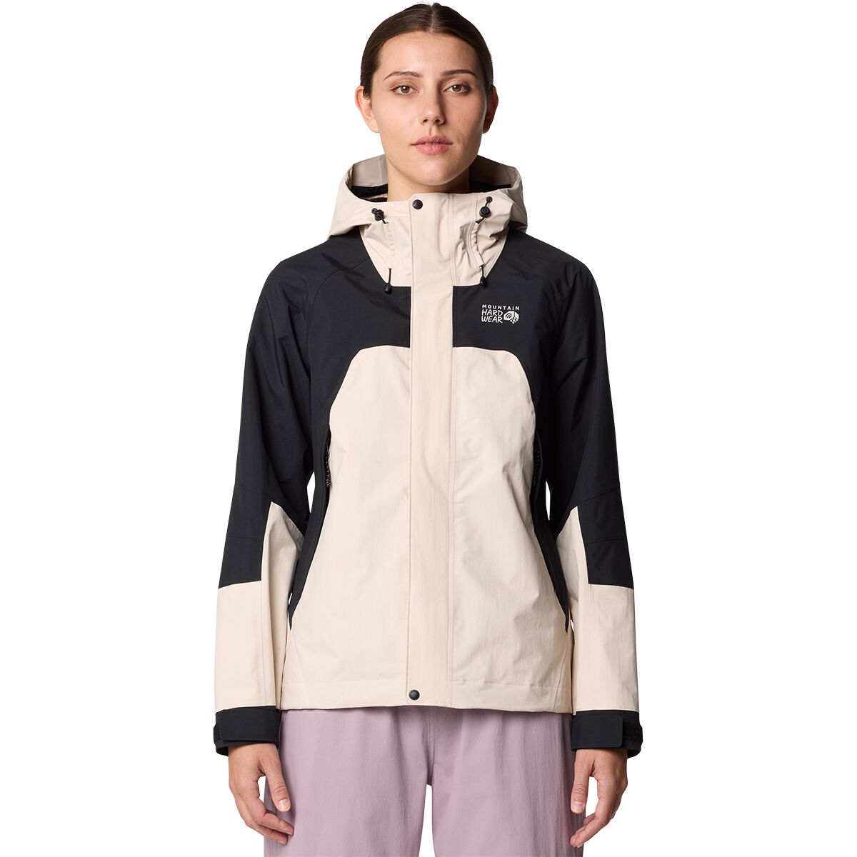 Mountain Hardwear Mountain Hardwear Women's Dry Times Hooded Jacket in Talc / Black - Size: XS - $192.49 at Steep and Cheap