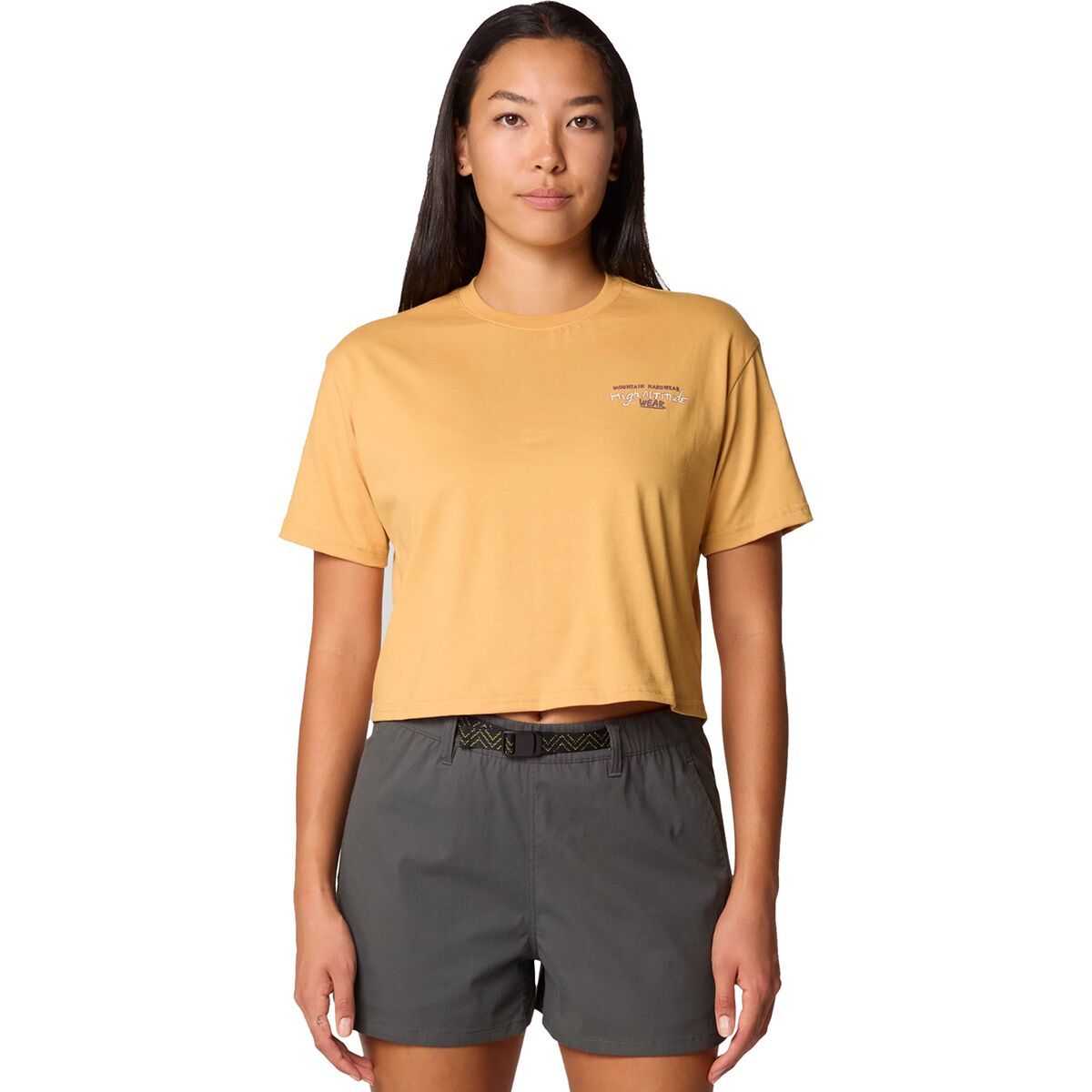 Mountain Hardwear Women's High Altitude Boxy Crop Short-Sleeve Top in Sundown Gold - Size: XS