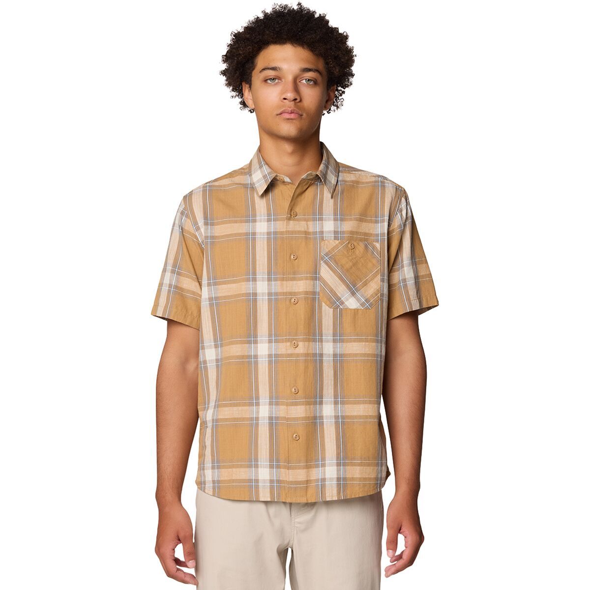 Mountain Hardwear Men's Cottonwood Lite Short-Sleeve Shirt in Buck Convoy Plaid - Size: Large
