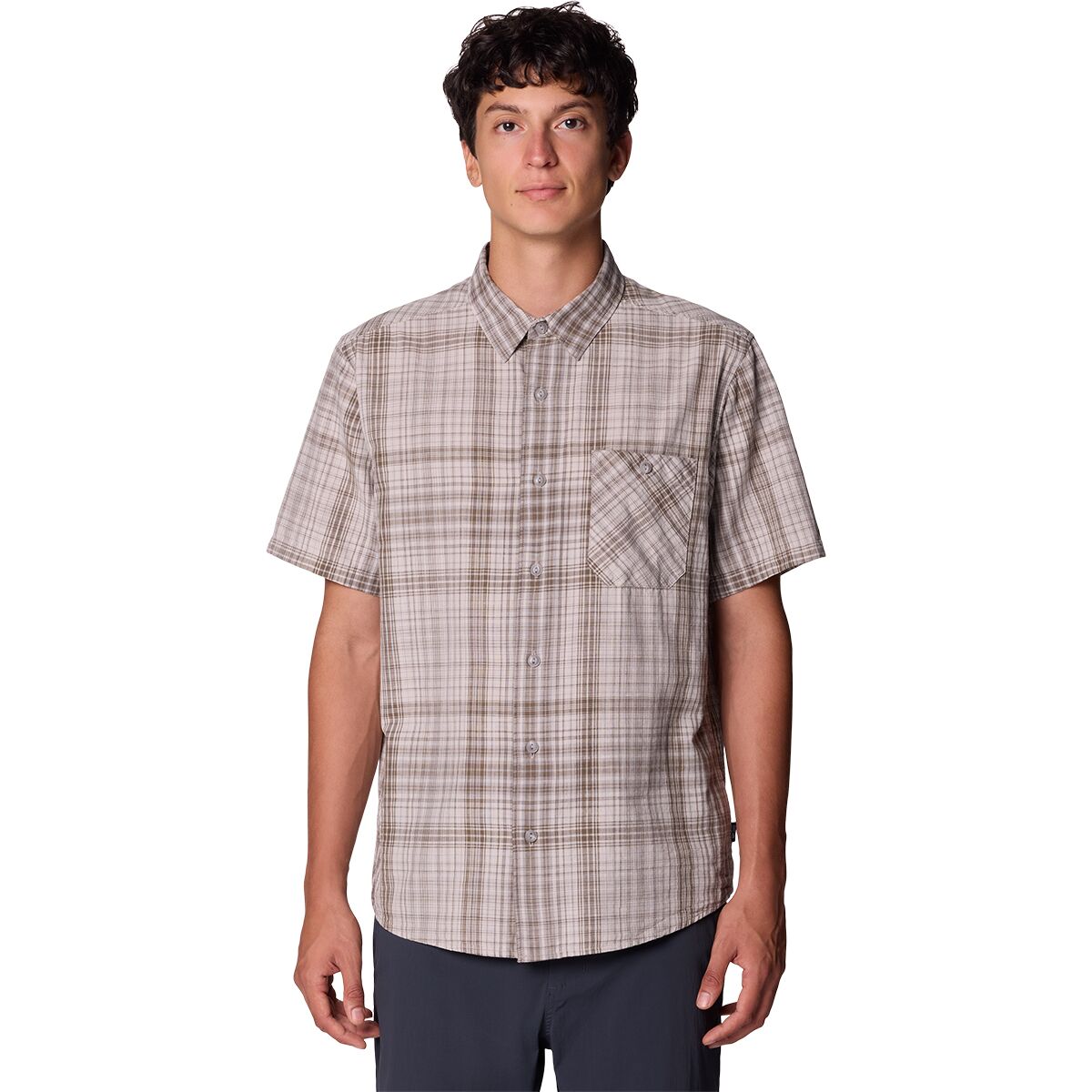 Mountain Hardwear Mountain Hardwear Men's Cottonwood Lite Short-Sleeve Shirt in City Fog Friction Plaid - Size: Large - $41.99 at SteepandCheap.com