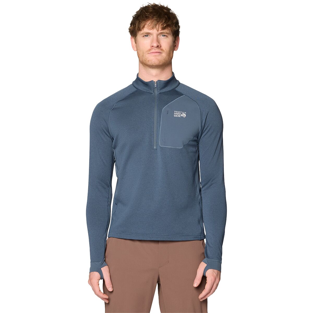 Mountain Hardwear Men's Up First Tech Fleece 1/4-Zip Pullover in Moon Blue Heather - Size: Large