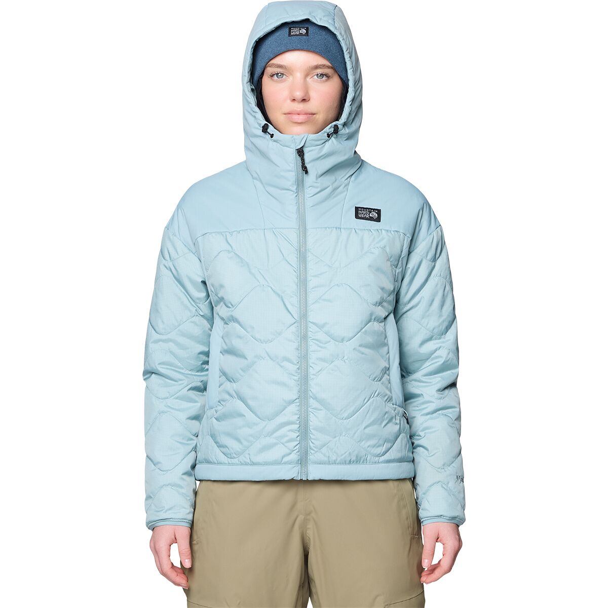 Mountain Hardwear Mountain Hardwear Women's Apres Pro Insulated Hooded Jacket in Ice Shadow - Size: Large - $100.00 at Steep and Cheap