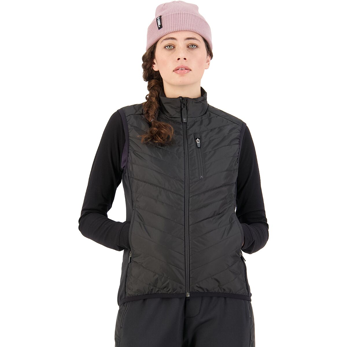 Mons Royale Women's Neve Merino Insulated Vest in Black II - Size: Medium
