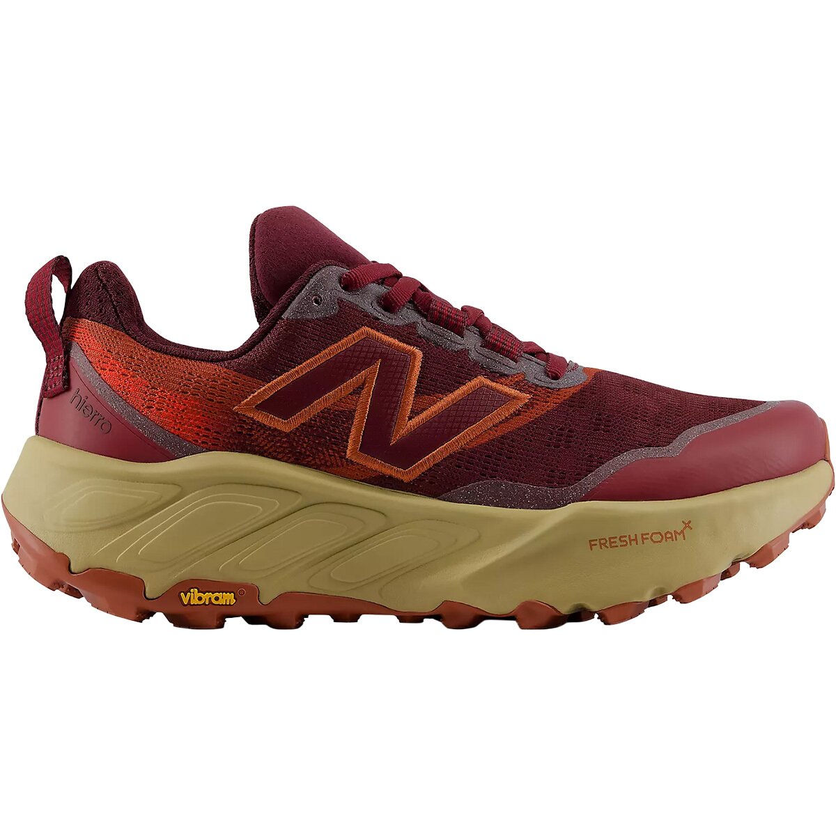 New Balance Women's Fresh Foam X Hierro v9 Trail Running Shoe in Mulled Wine / Neo Flame - Size:
