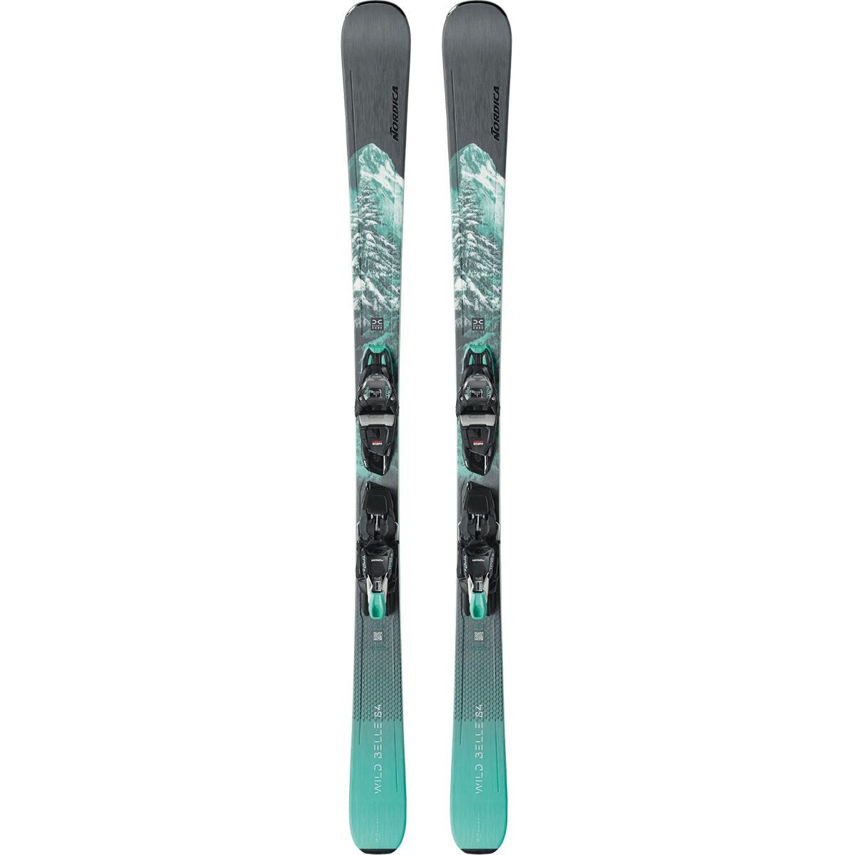 Nordica Women's Wild Belle DC 84 + TP2 Light 11 Ski - 2025 in Black / Teal - Size: 168cm