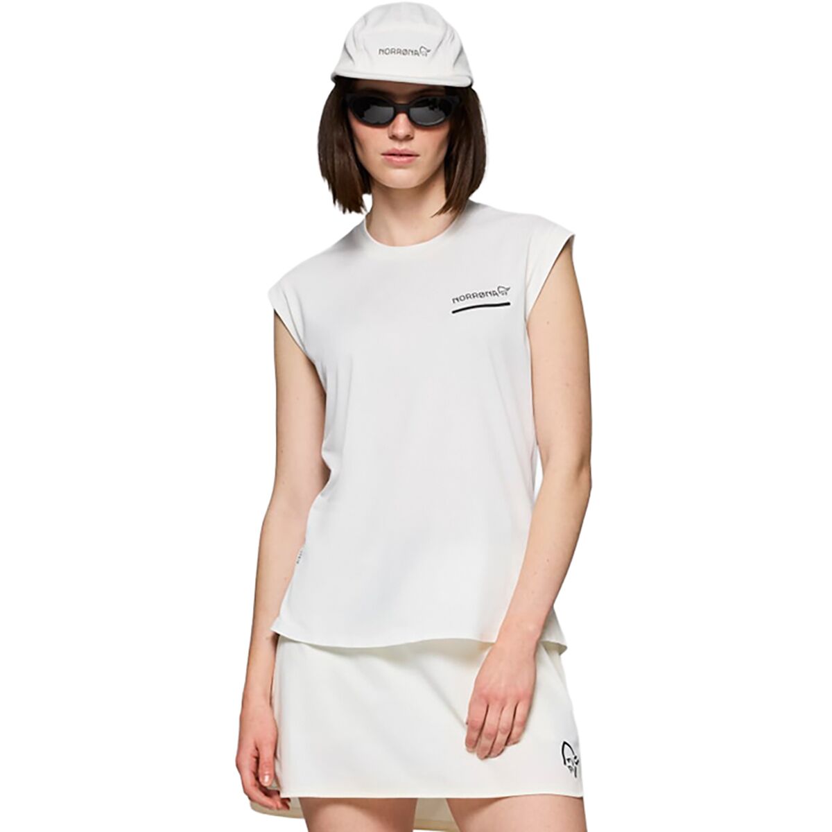 Norrona Norrona Women's Senja Equaliser Sleeveless T-Shirt in Snow White - Size: Large - $57.85 at Steep and Cheap