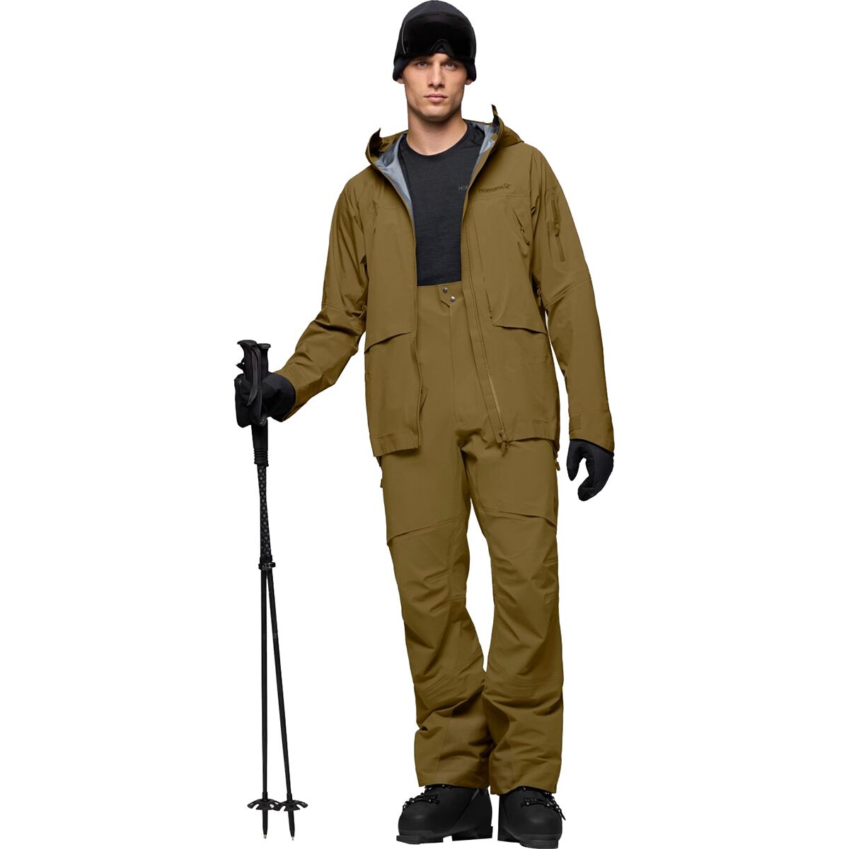 Norrona Men's More GORE-TEX Salopette in Dark Olive - Size: Small