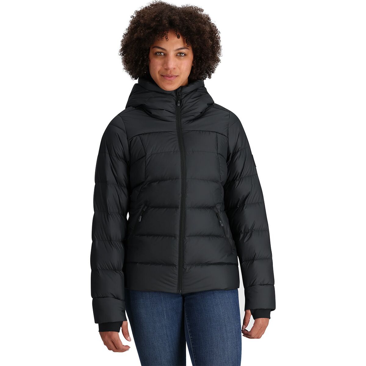 Outdoor Research Women's Coldfront Down Hooded Jacket in Nimbus Watercolor - Size: Medium