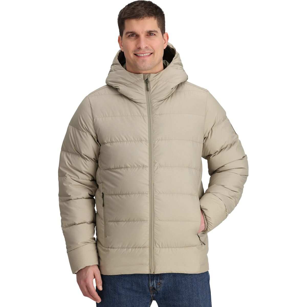 Outdoor Research Men's Coldfront Down Hooded Jacket in Pro Khaki - Size: XL