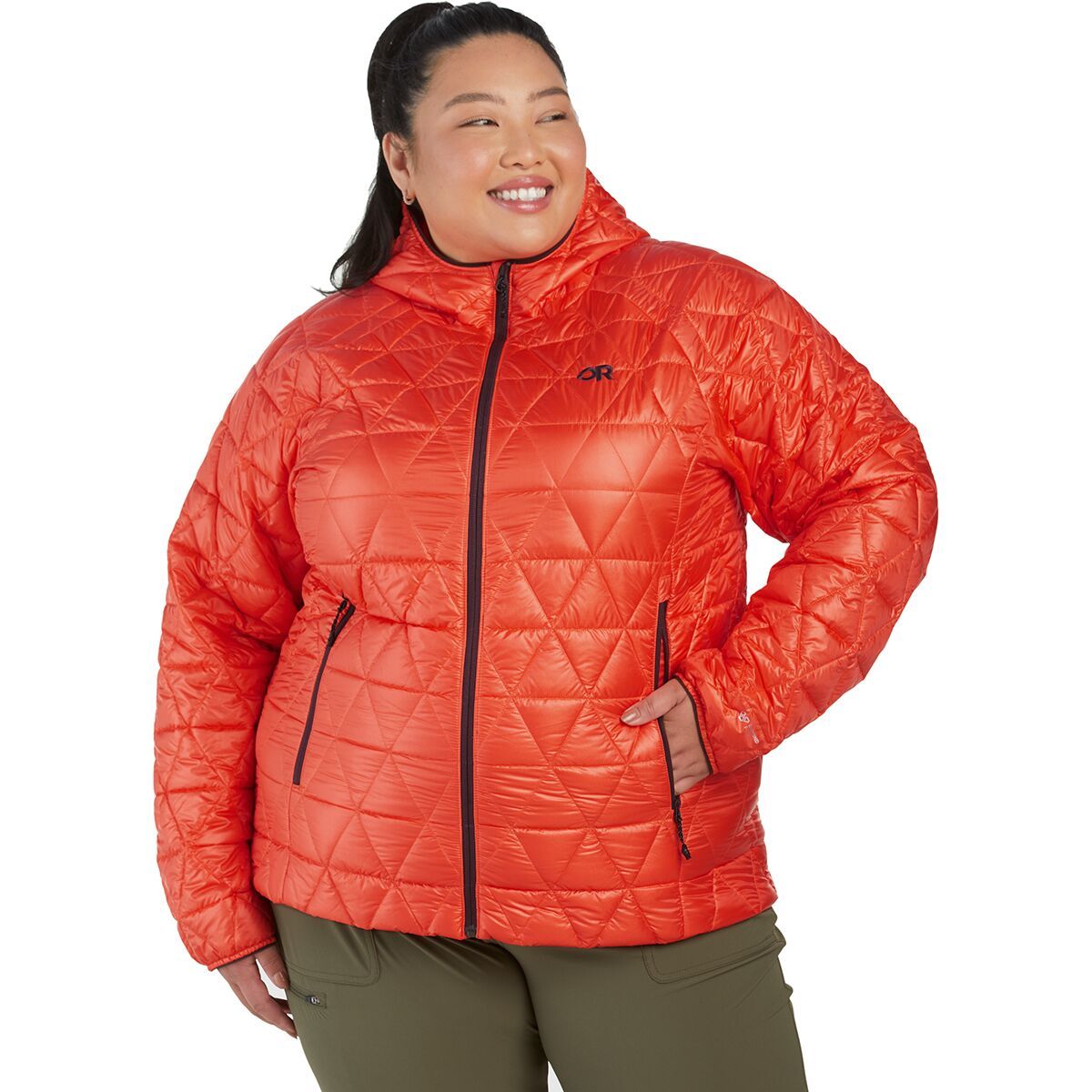 Outdoor Research Women's Helium Insulated Hooded Plus Jacket in Sunset - Size: 1X