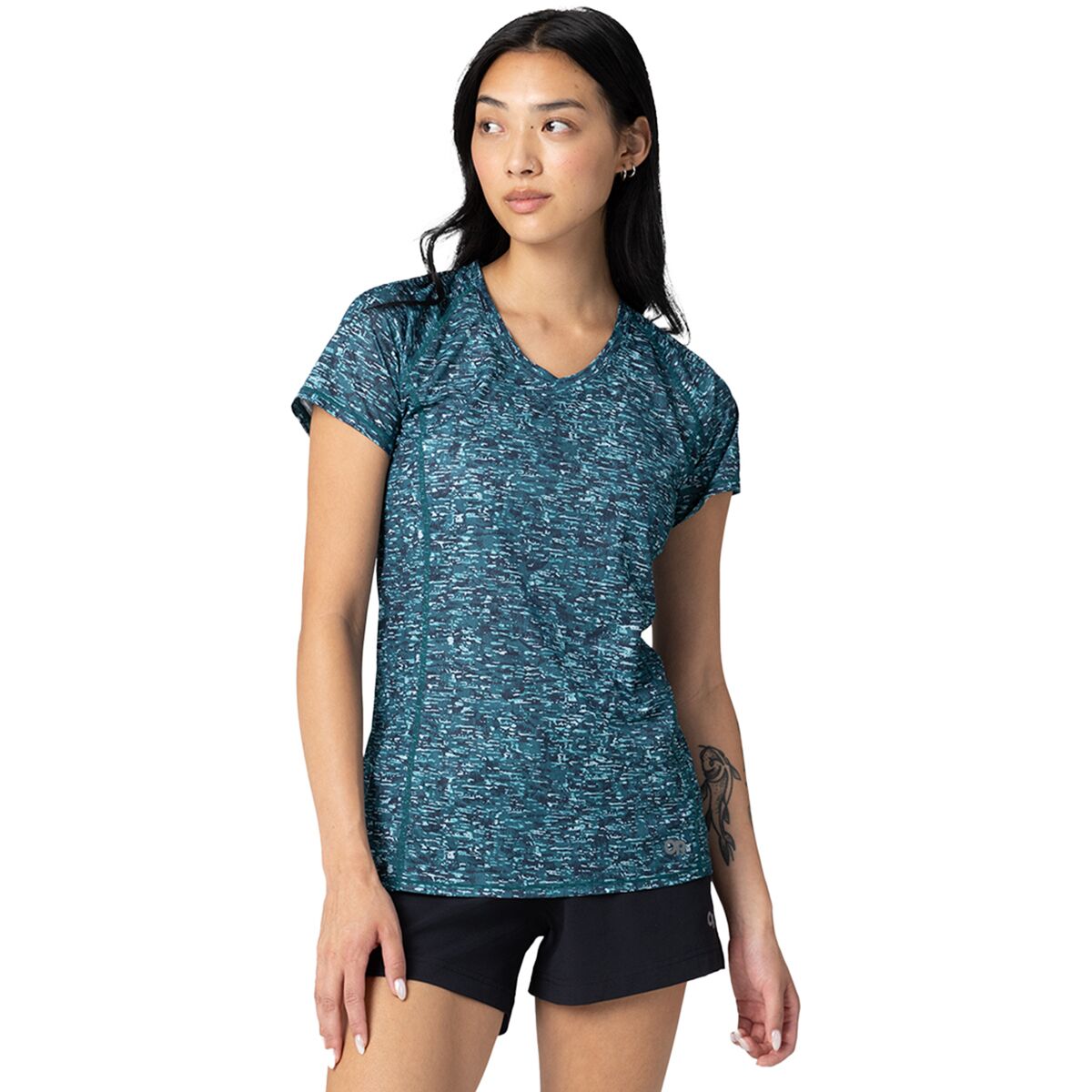 Outdoor Research Outdoor Research Women's Echo Short-Sleeve T-Shirt in Mallard Traverse Print - Size: Small - $35.75 at Steep and Cheap
