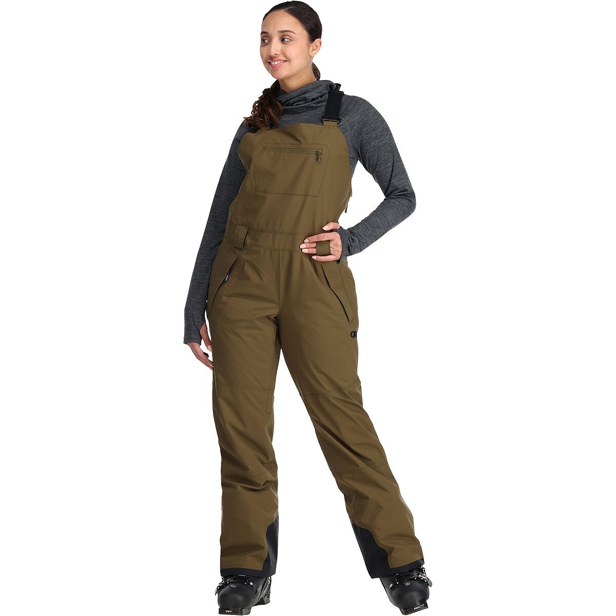Outdoor Research Women's Snowcrew Bib Pant in Nimbus Watercolor / Black - Size: XS/Regular