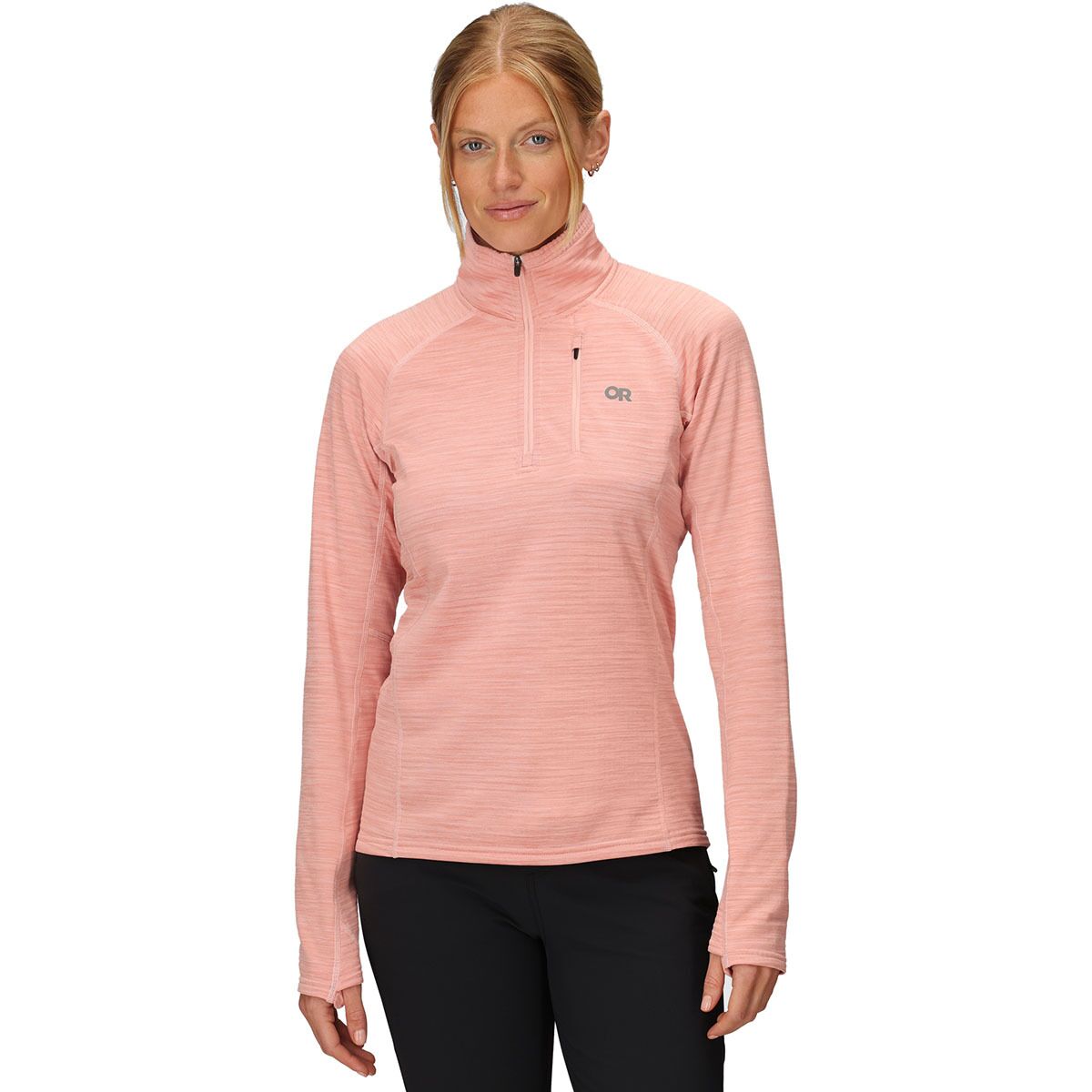 Outdoor Research Women's Vigor Grid Fleece Quarter-Zip Jacket in Lotus Heather - Size: Small