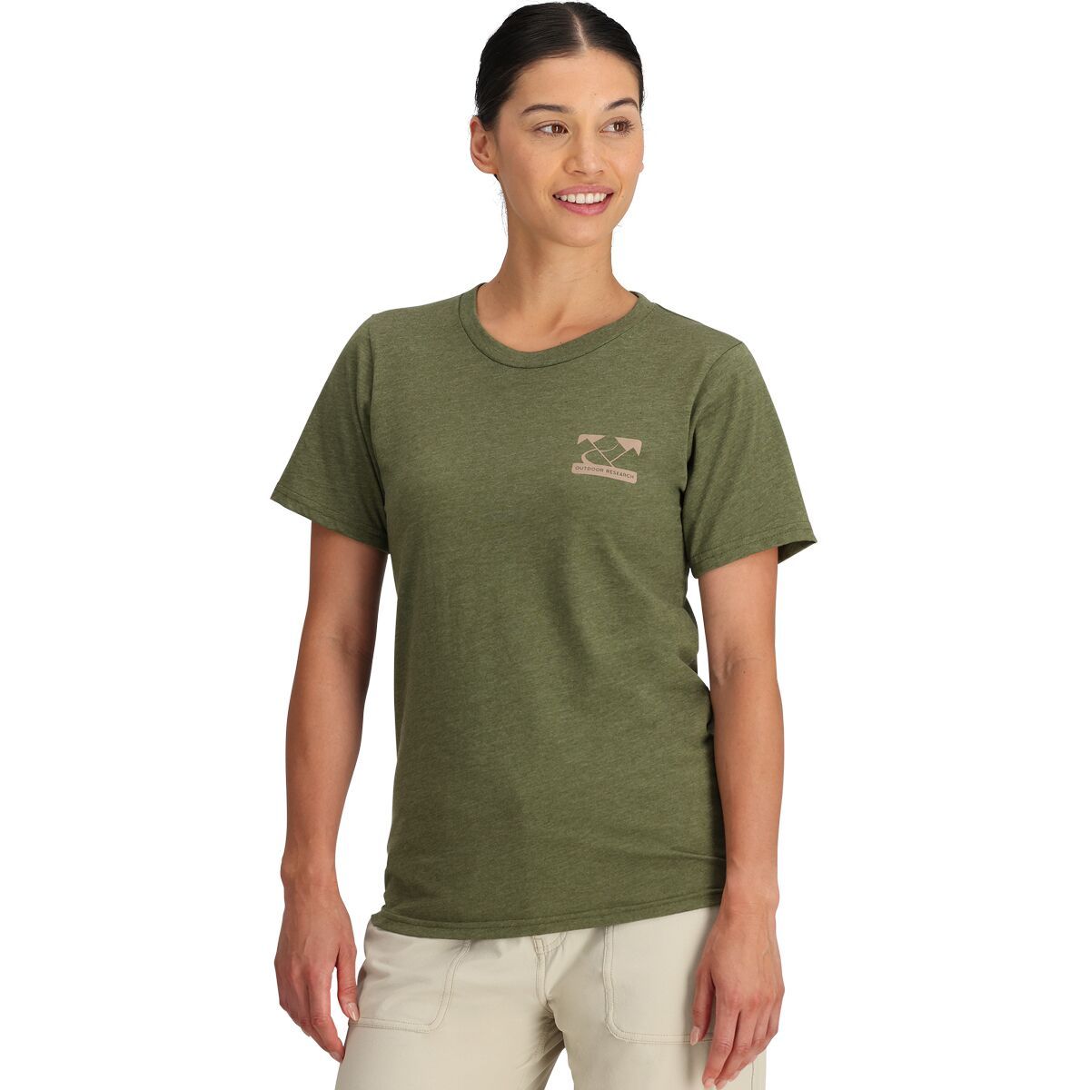 Outdoor Research Switchback Logo T-Shirt in Grove / Pro Khaki - Size: Medium