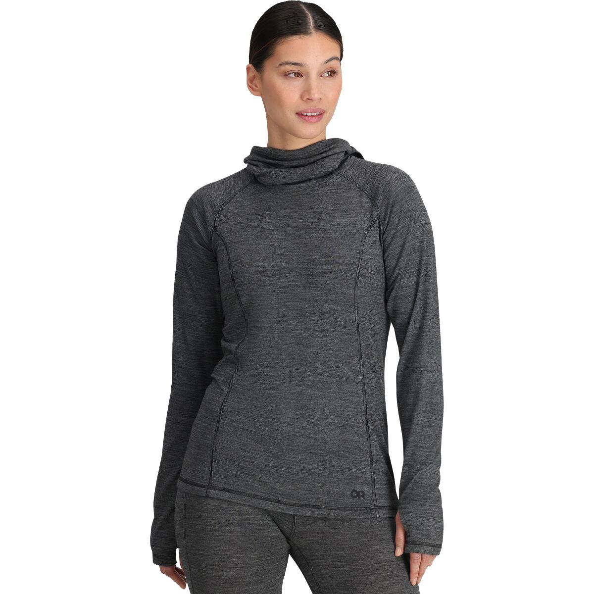 Outdoor Research Outdoor Research Women's Alpine Onset Merino 150 Hooded Baselayer Top in Black Heather - Size: XL - $71.37 at Steep and Cheap