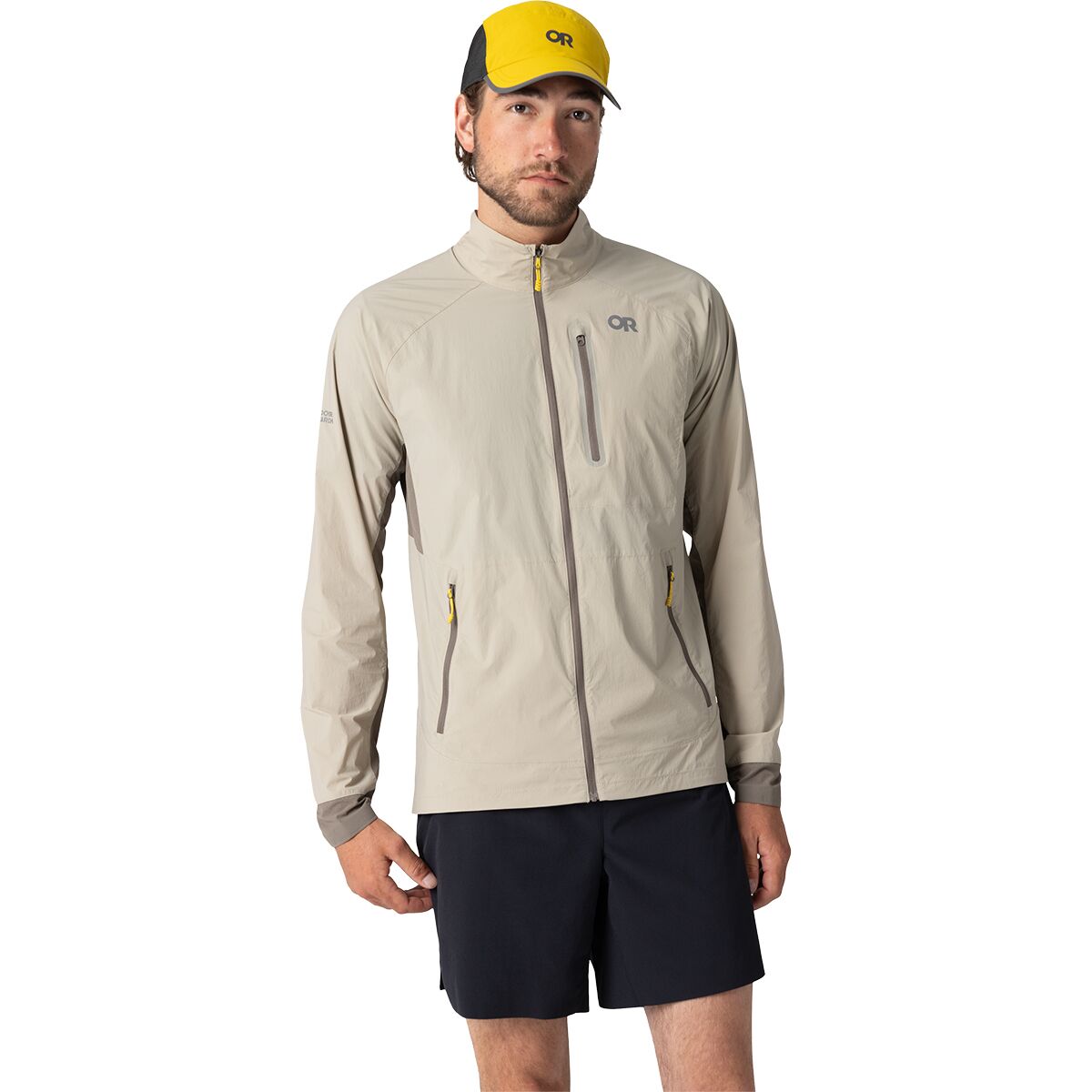Outdoor Research Men's Deviator Wind Jacket in Pro Khaki / Gravel - Size: Medium