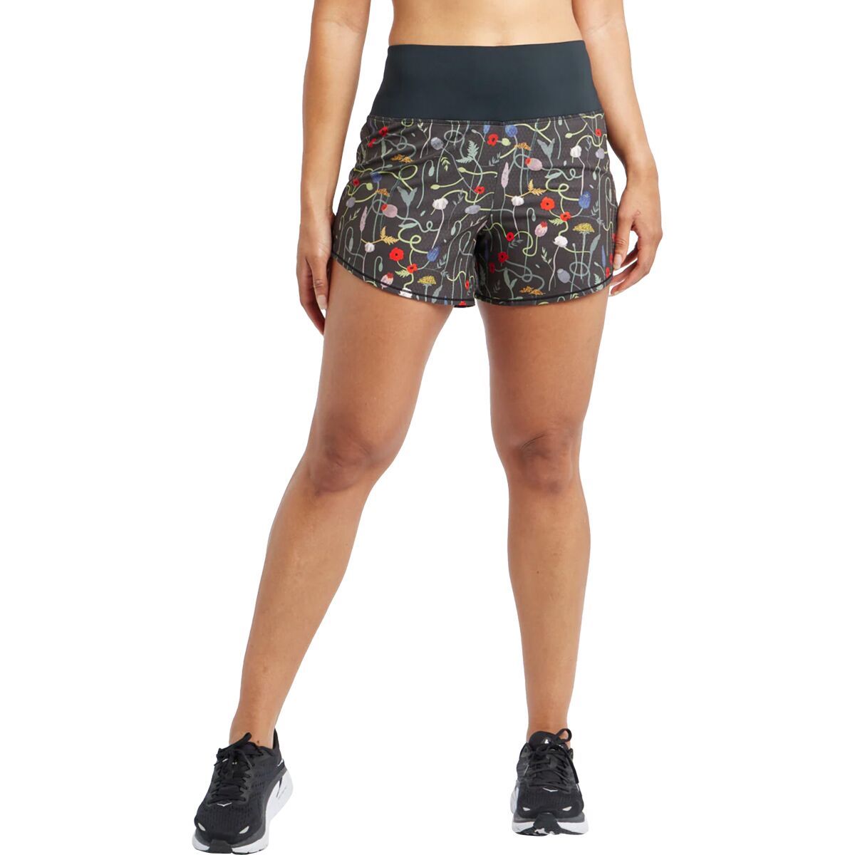Oiselle Women's High Rise Roga 4in Printed Short in Wyld Flower - Size: 10