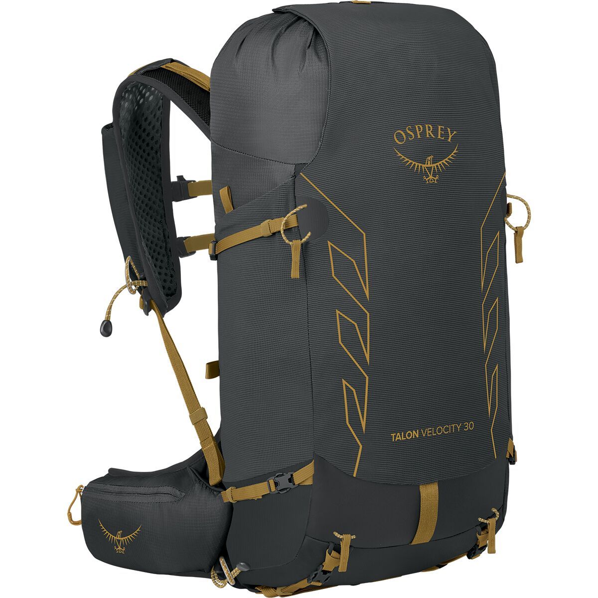 Osprey Packs Men's Talon Velocity 30L Backpack in Dark Charcoal / Tumbleweed Yellow - Size: L/XL