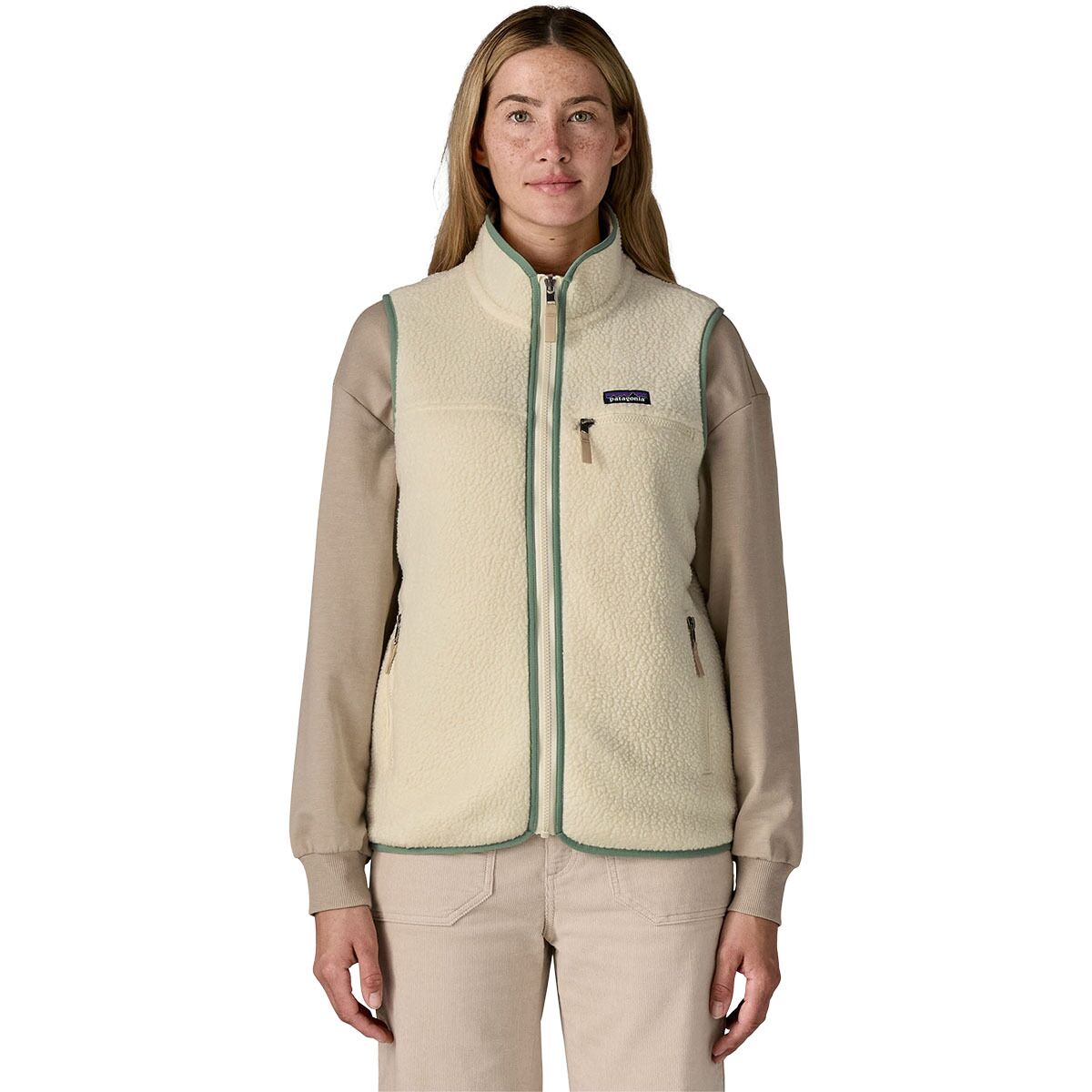Patagonia Patagonia Women's Retro Pile Vest in Natural / Elmwood Green - Size: XS - $83.85 at Steep and Cheap