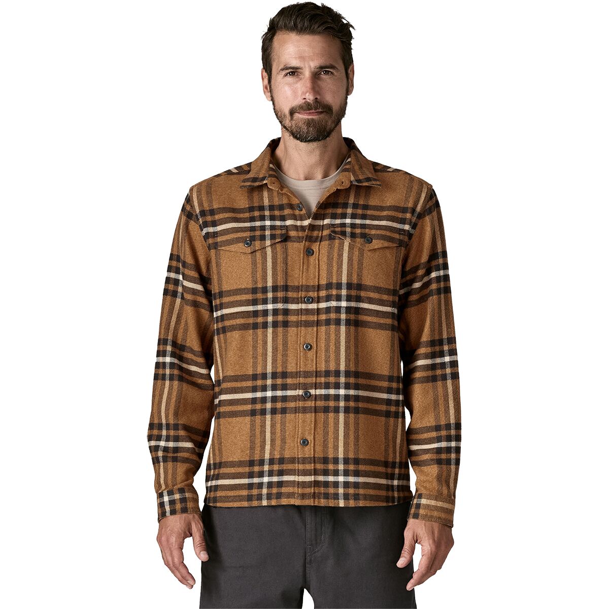 Patagonia Patagonia Men's Fjord Flannel Button-Up Shirt in Catch: Deer Brown - Size: Large - $71.40 at Steep and Cheap