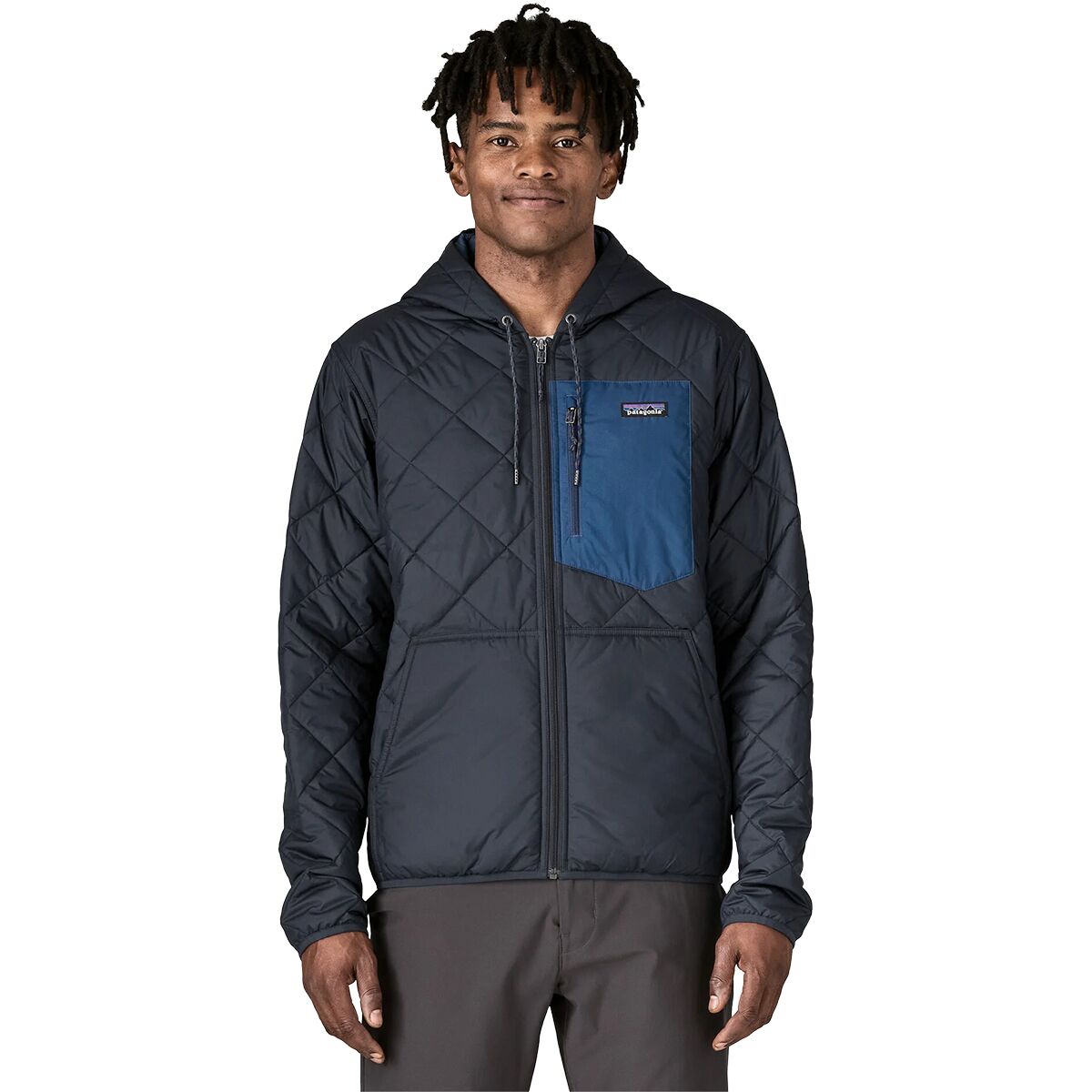Patagonia Men's Diamond Quilted Bomber Hooded Jacket in New Navy / Clement Blue - Size: Small
