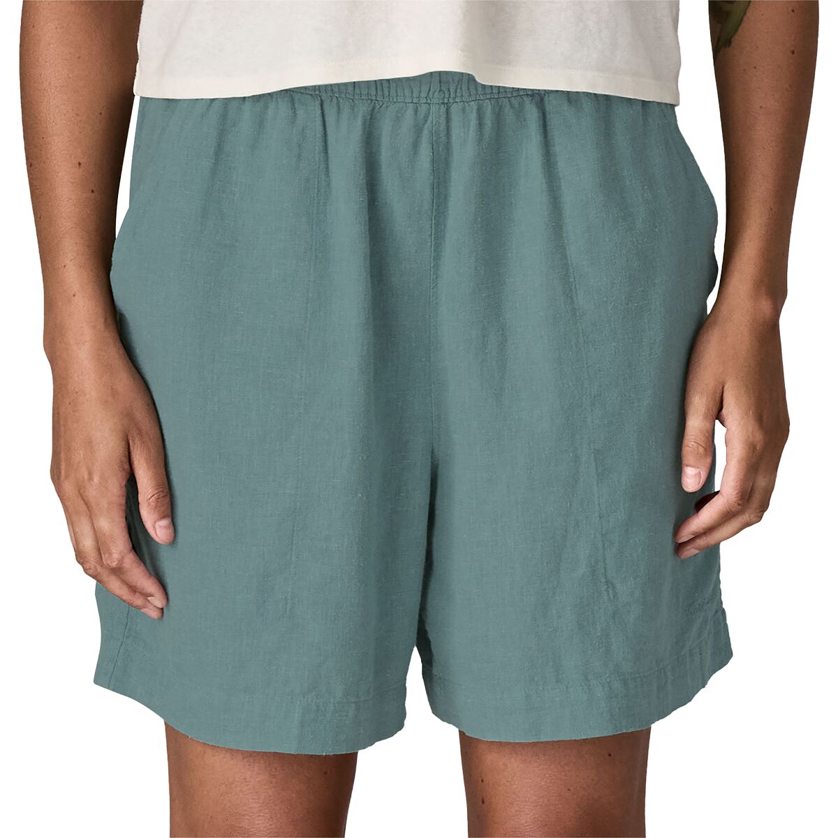 Patagonia Women's Garden Island Long 6in Short in Whole Weave / Blue Sage - Size: XS