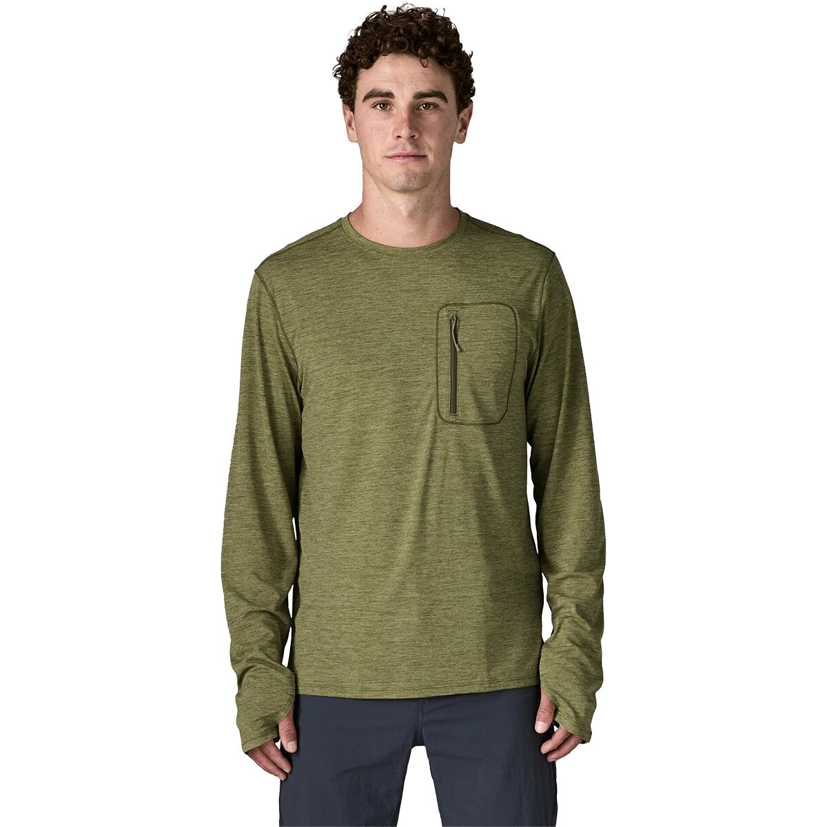 Patagonia Patagonia Men's Capilene Cool Long-Sleeve Sun Shirt in Caper Green / Buckhorn Green X - Size: Large - $39.50 at SteepandCheap.com