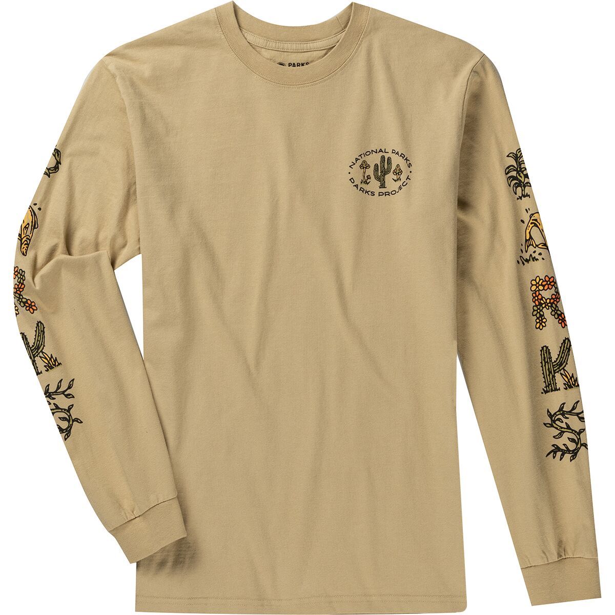 Parks Project Women's 90s Doodle Parks Long-Sleeve T-Shirt in Khaki - Size: Medium