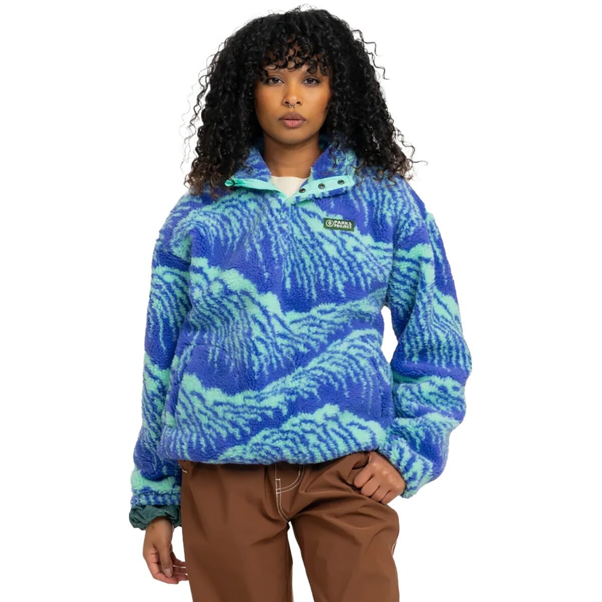 Parks Project Women's Acadia Midnight Waves High Pile Fleece in Green Purple - Size: Small