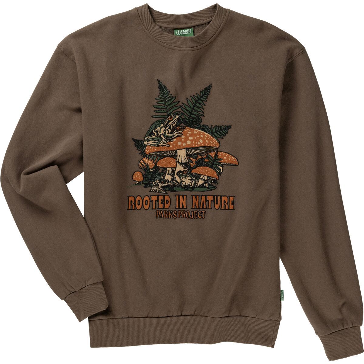 Parks Project Rooted In Nature Ferns Crew Sweatshirt in Dark Brown - Size: XS