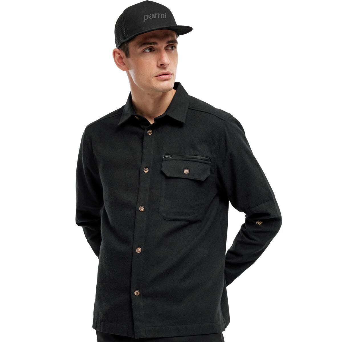 Parmi Lifewear Grand Air Long-Sleeve Shirt in Black Beauty - Size: Small