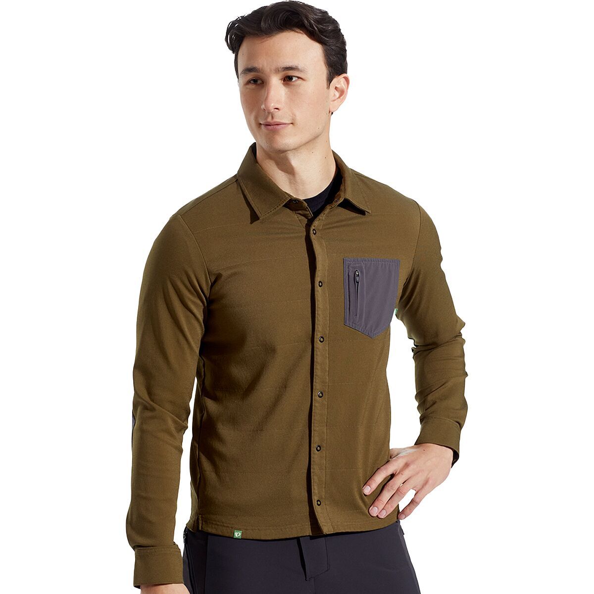 PEARL iZUMi Men's Canyon Alpha Long-Sleeve Jersey in Dark Olive / Phantom - Size: Large