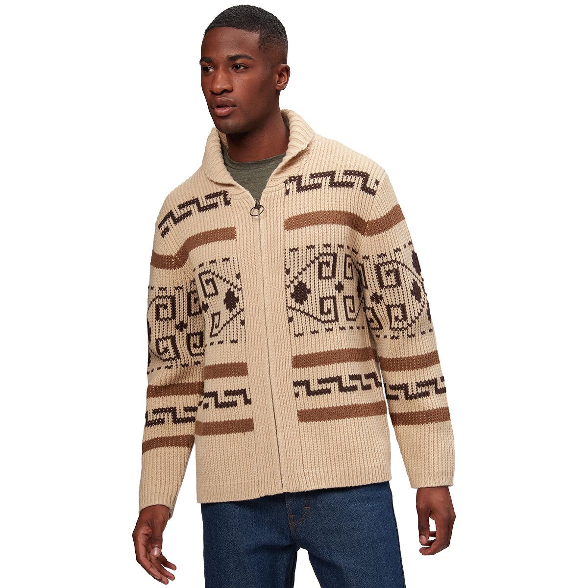 Pendleton Men's Original Westerley Sweater in Tan / Brown - Size: Small
