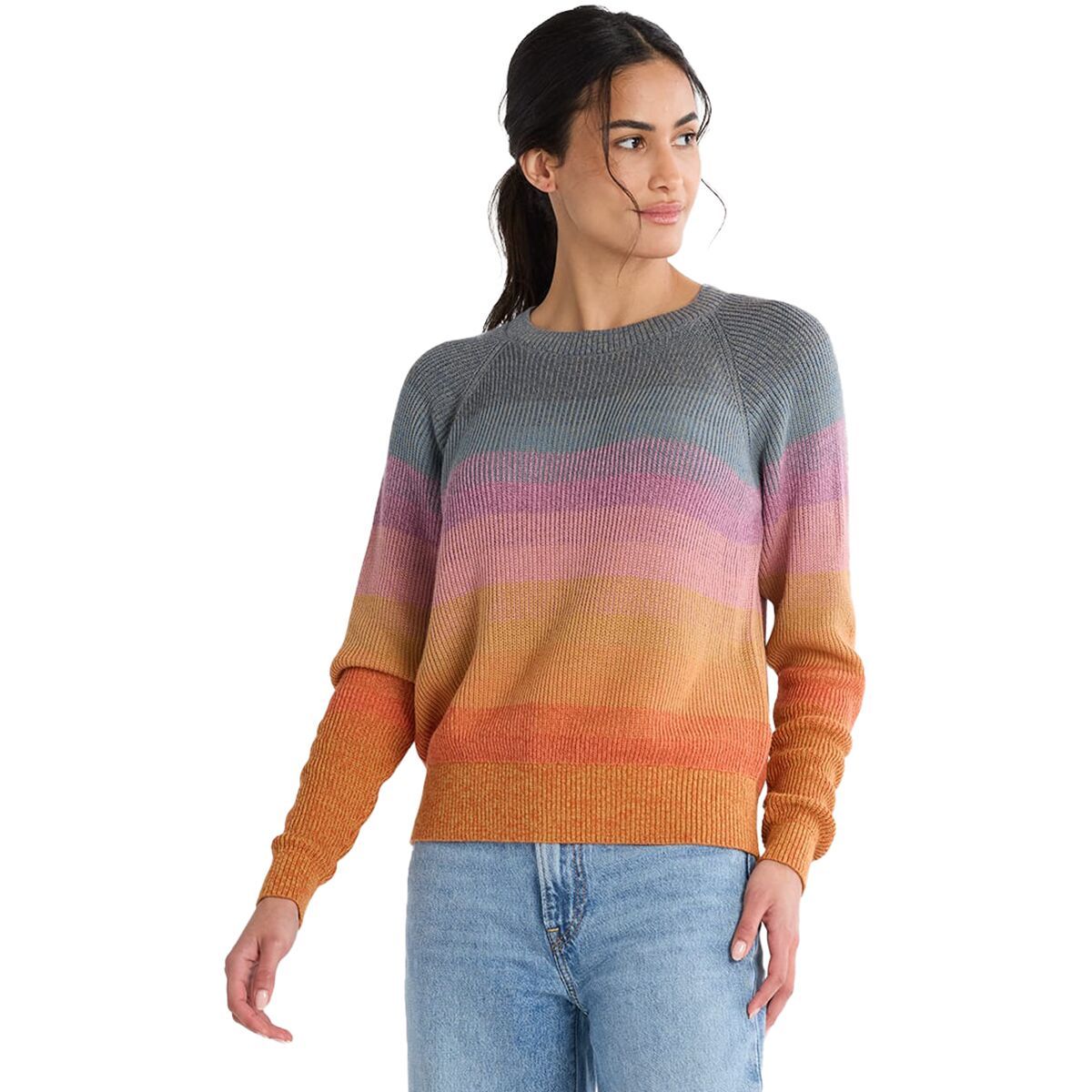 Pendleton Women's Raglan Cotton Sweater in Orange Sunset - Size: XS