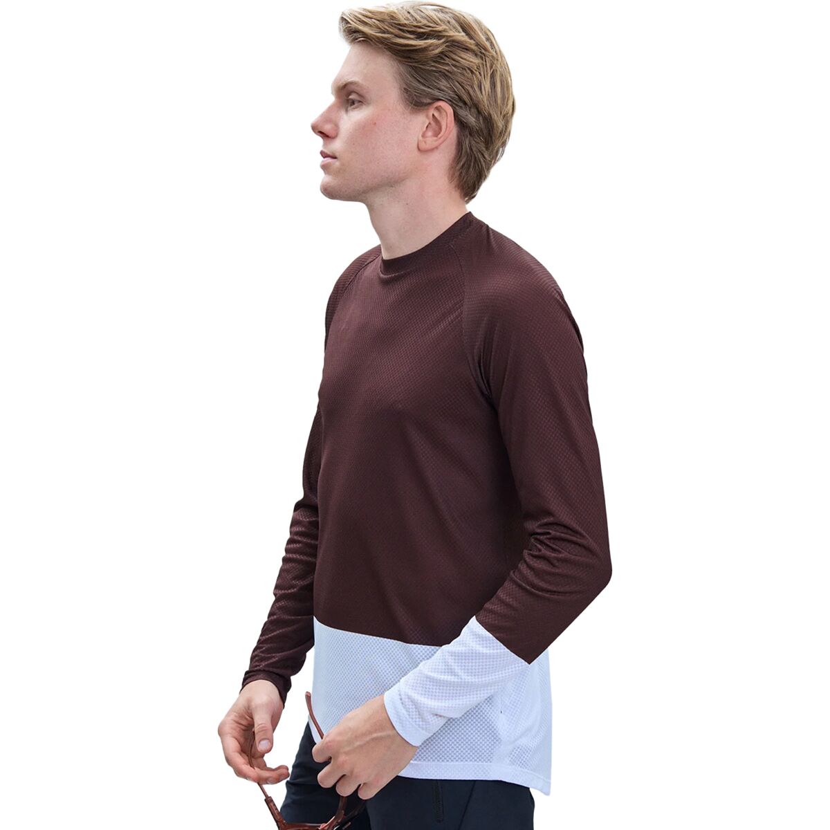 POC POC Men's MTB Pure Long-Sleeve Jersey in Axinite Brown / Hydrogen White - Size: XS - $44.98 at Steep and Cheap