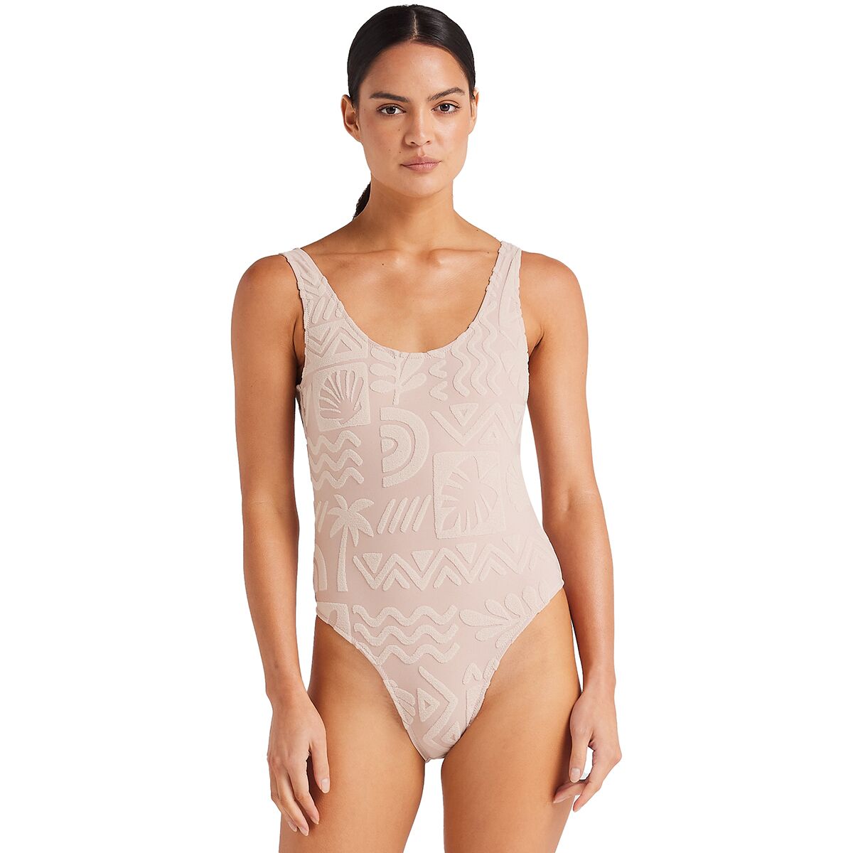 Poolside Paradiso Women's Mai Tai Scoop One-Piece Swimsuit in Mushroom - Size: XS/6