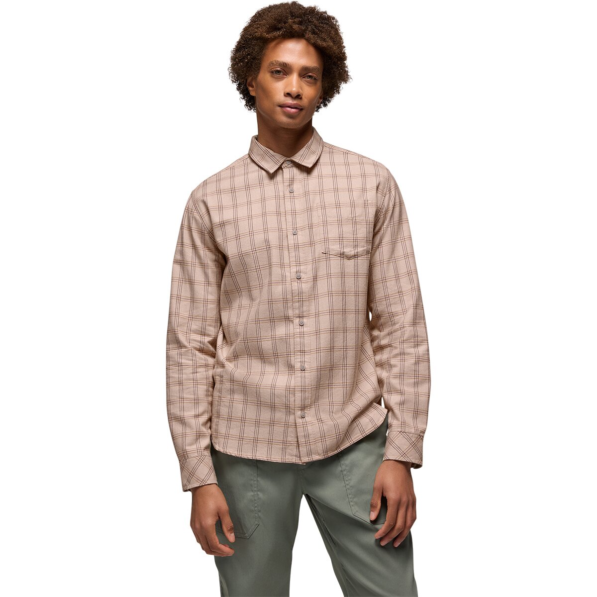 prAna Men's Los Feliz Flannel Shirt in Almond - Size: XL