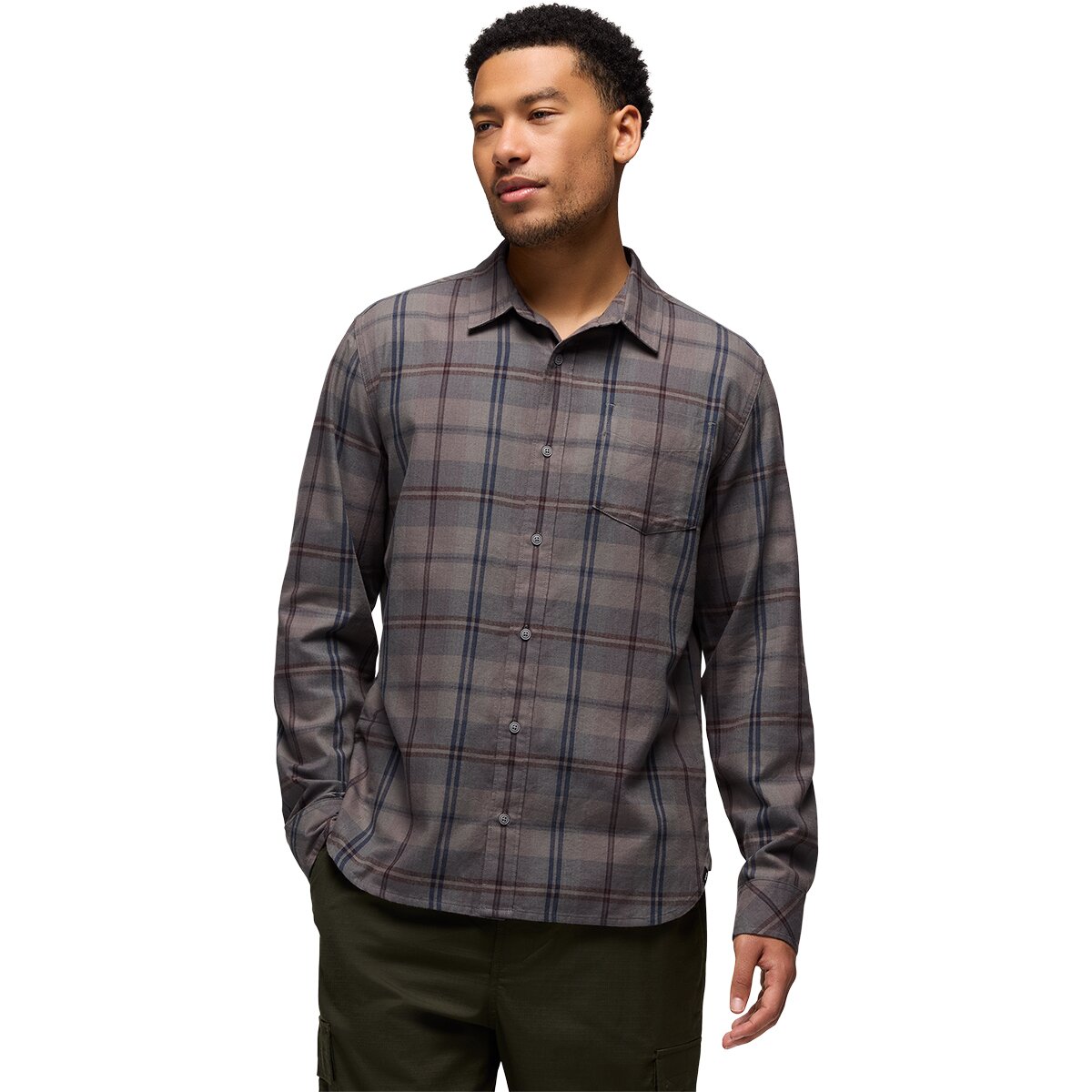 prAna Men's Los Feliz Flannel Shirt in Pewter - Size: XL