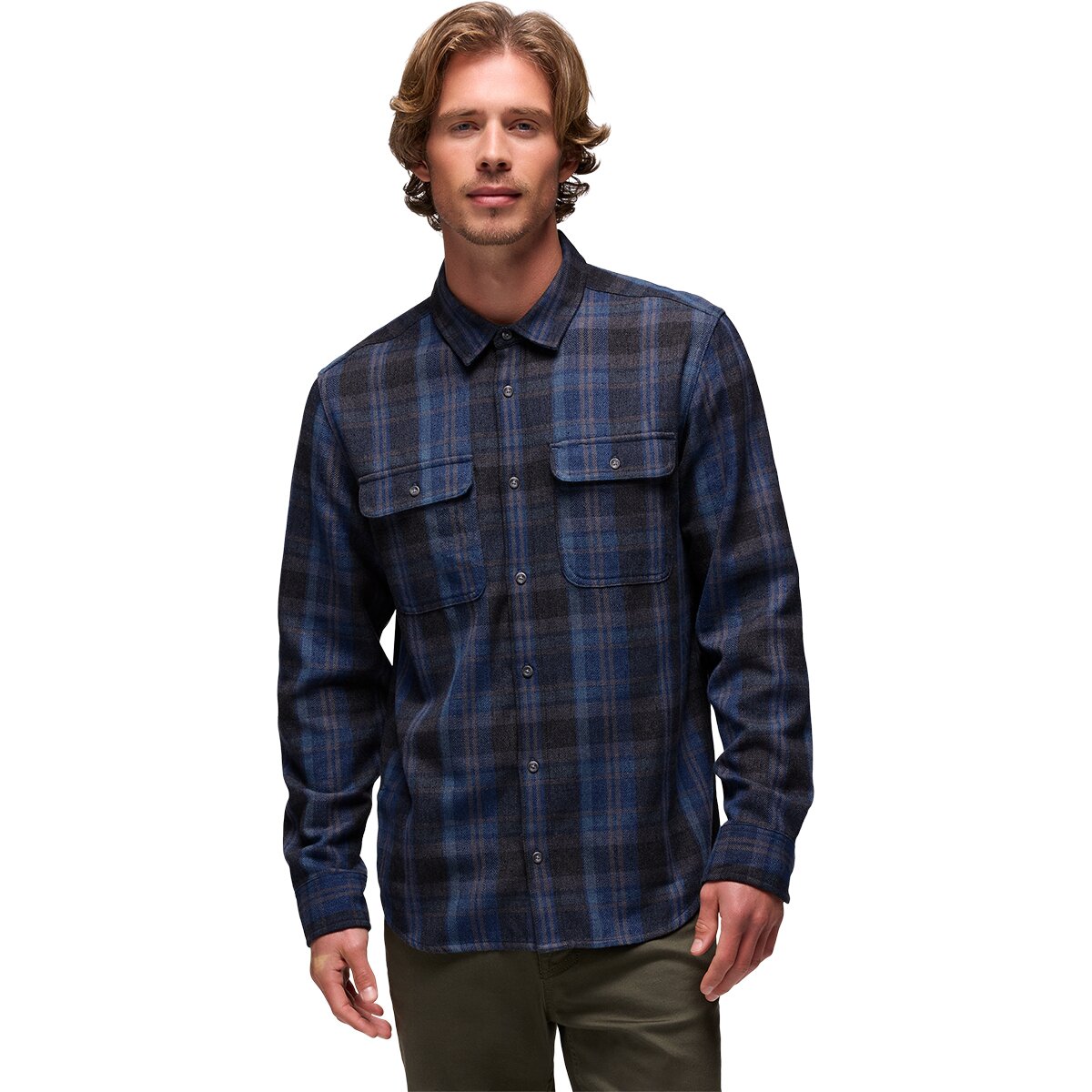 prAna Men's Westbrook Slim Flannel Shirt in Capulet Blue - Size: Small