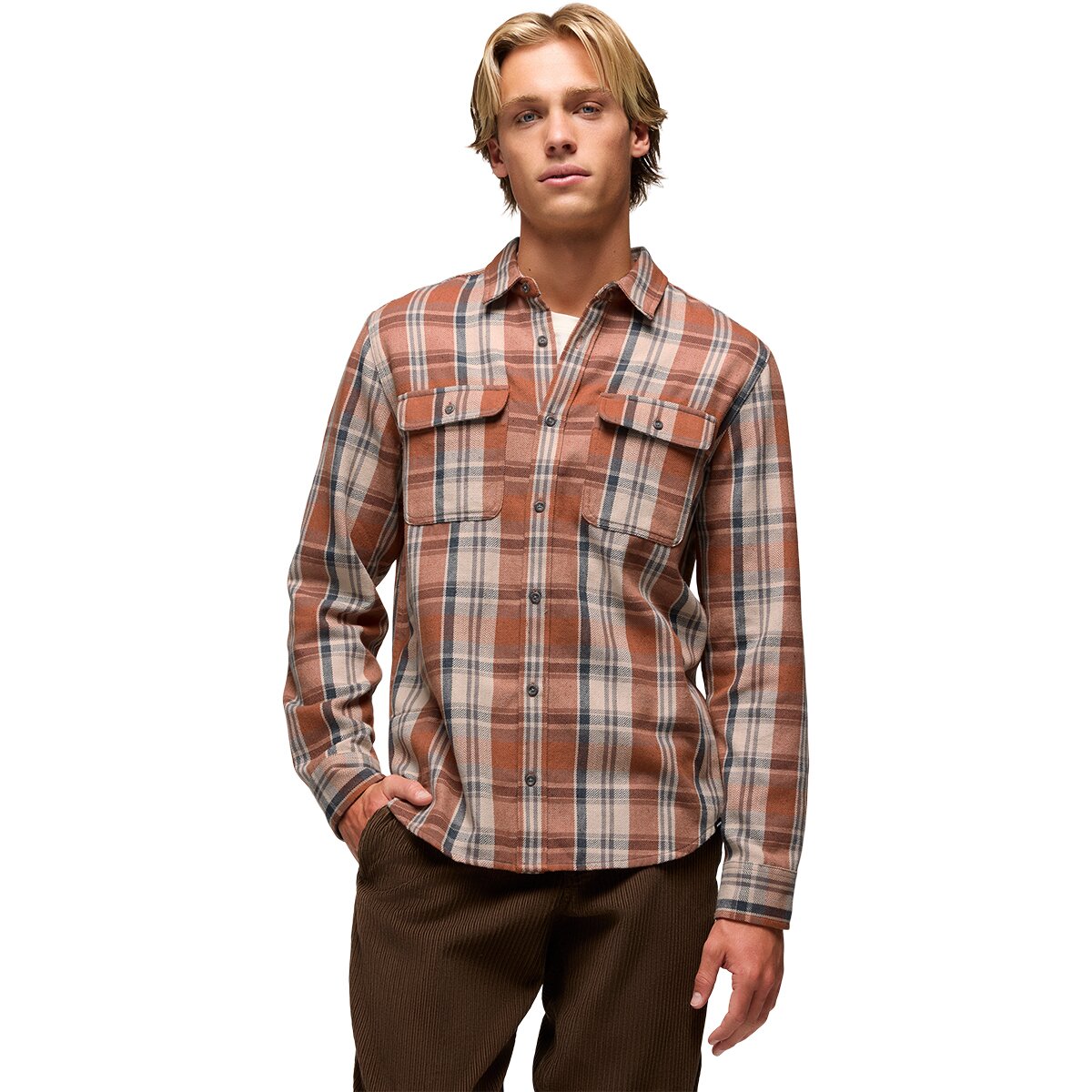 prAna prAna Men's Westbrook Slim Flannel Shirt in Tawny - Size: XL - $63.67 at Steep and Cheap