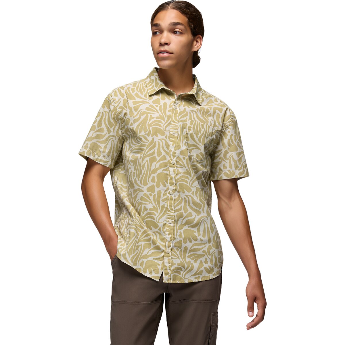 prAna Men's Stimmersee Shirt in Beach Pebble Seaweed - Size: Large